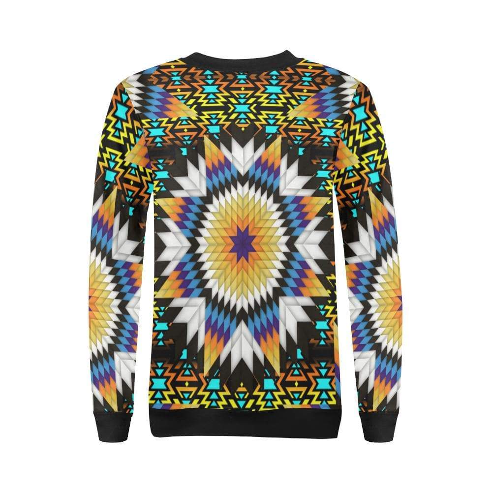 Black Fire Star All Over Print Crewneck Sweatshirt for Women (Model H18) Crewneck Sweatshirt for Women (H18) e-joyer 