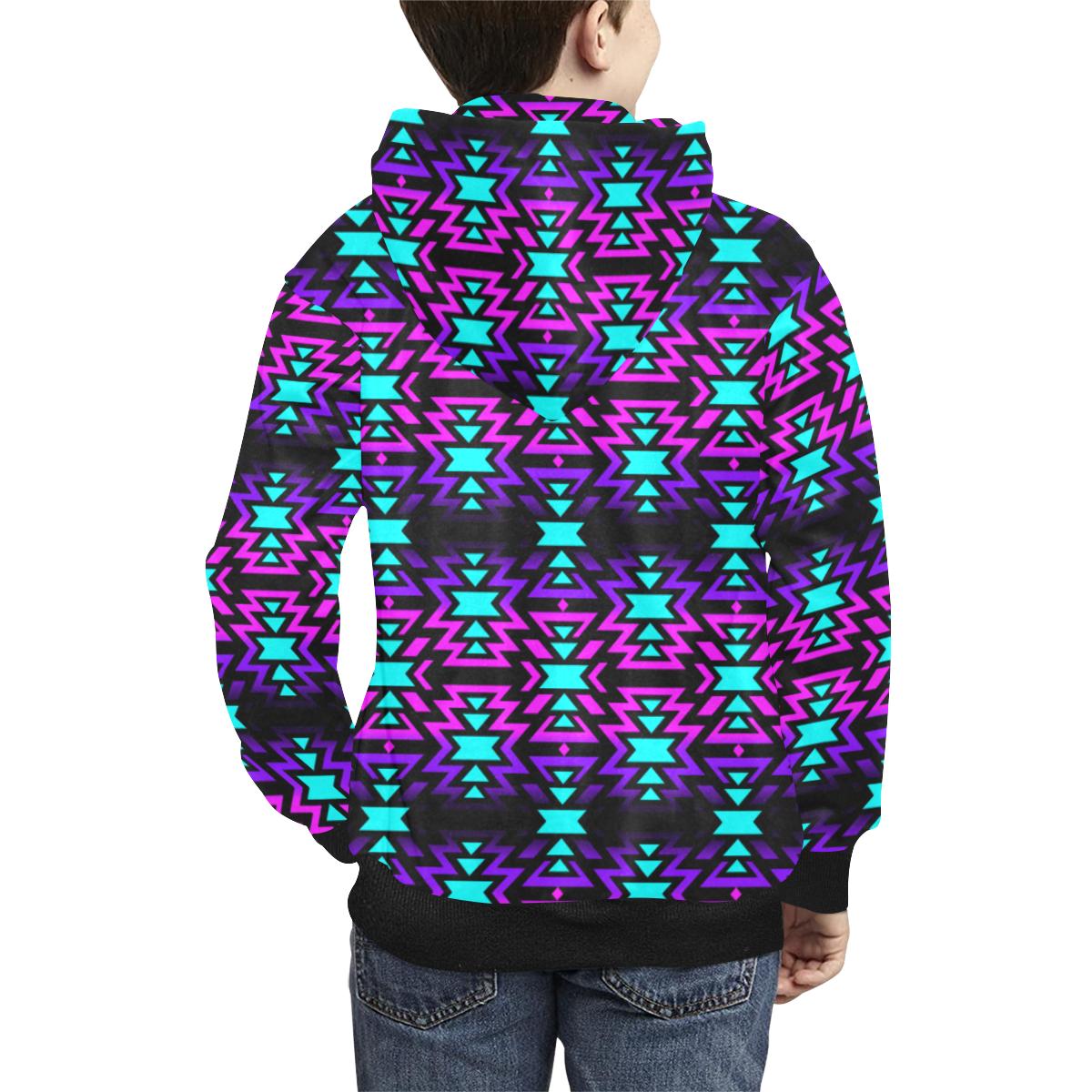 Black Fire Winter Sunset Kids' All Over Print Hoodie (Model H38) Kids' AOP Hoodie (H38) e-joyer 