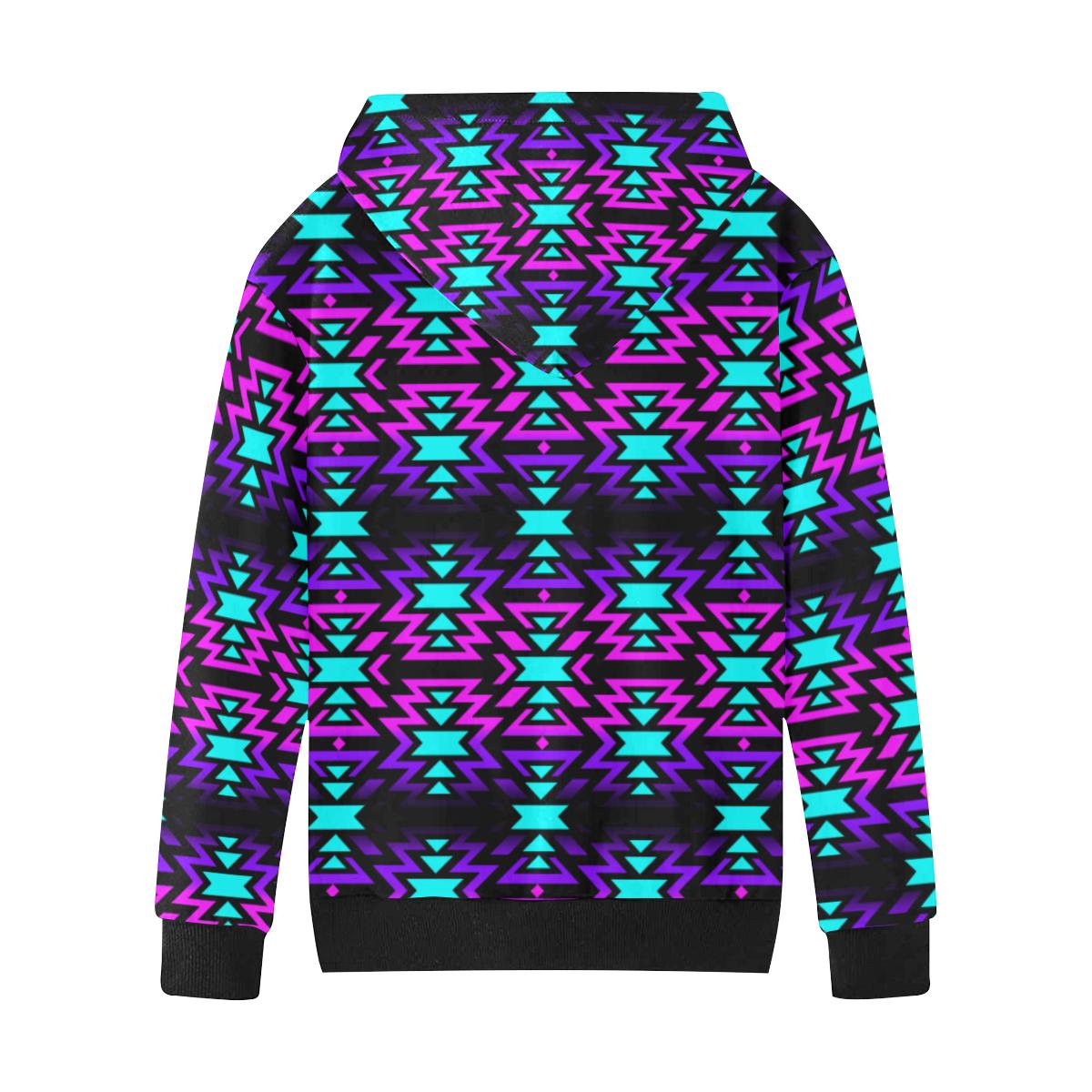 Black Fire Winter Sunset Kids' All Over Print Hoodie (Model H38) Kids' AOP Hoodie (H38) e-joyer 