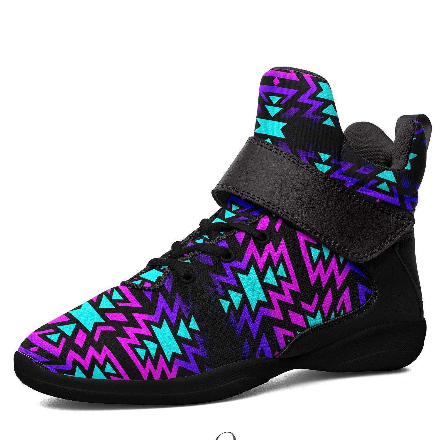 Black Fire Winter Sunset Kid's Ipottaa Basketball / Sport High Top Shoes 49 Dzine US Child 12.5 / EUR 30 Black Sole with Black Strap 