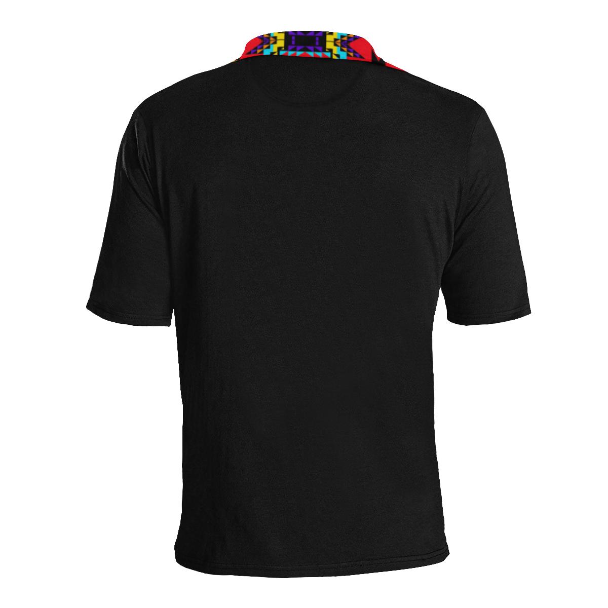 Black II Blanket Strip Men's All Over Print Polo Shirt (Model T55) Men's Polo Shirt (Model T55) e-joyer 