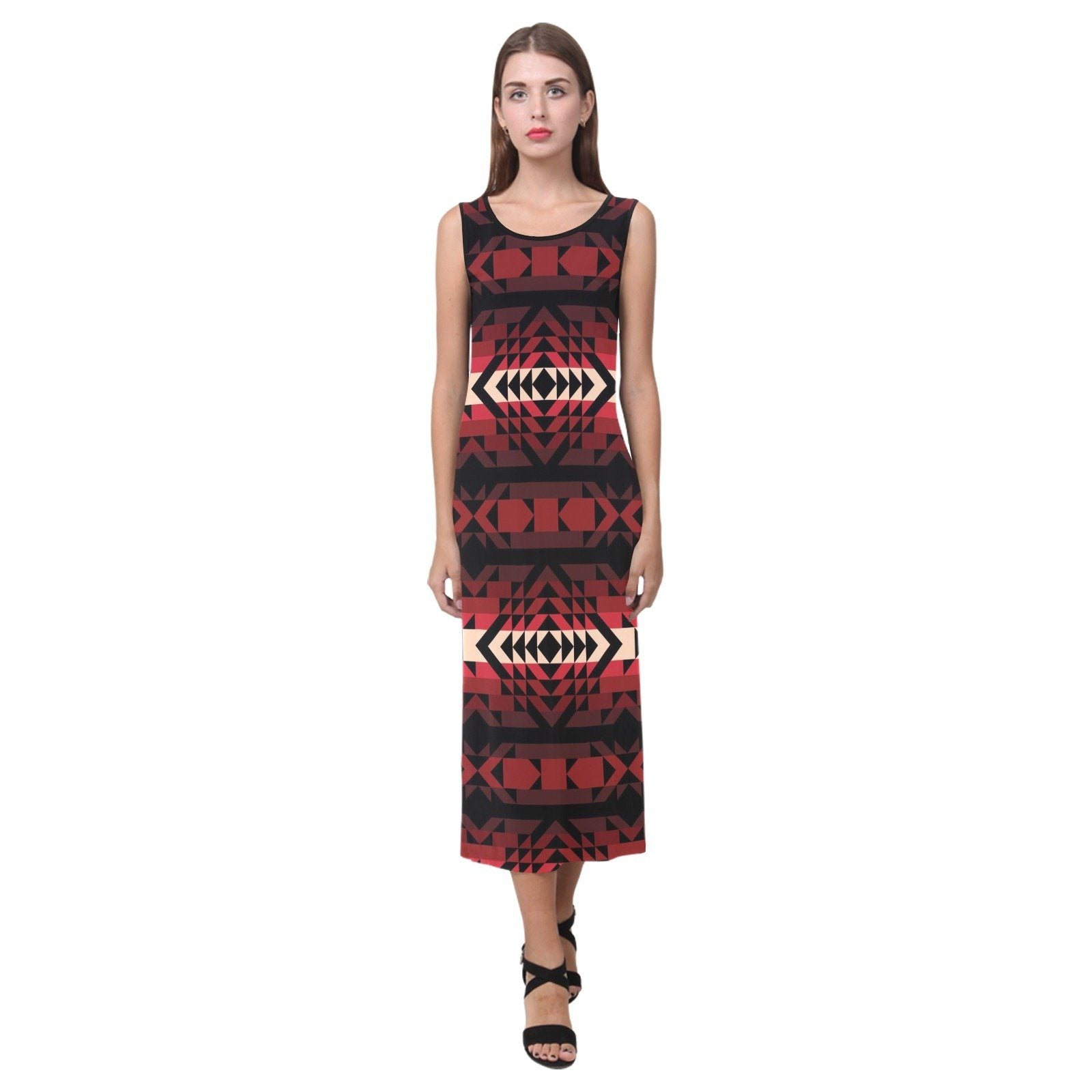 Black Rose Phaedra Sleeveless Open Fork Long Dress (Model D08) dress e-joyer 