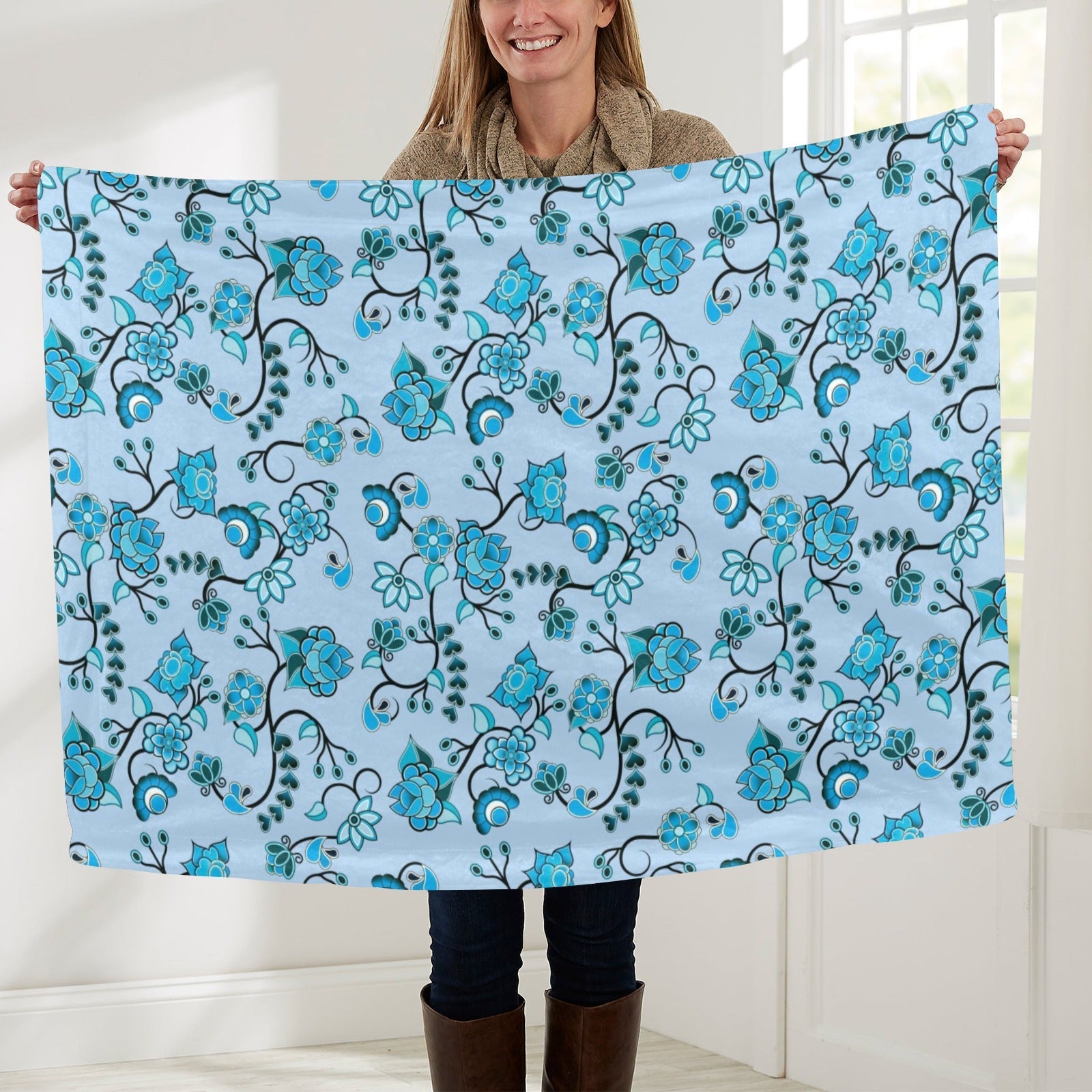 Blue Floral Amour Baby Blanket 40"x50" Baby Blanket 40"x50" e-joyer 