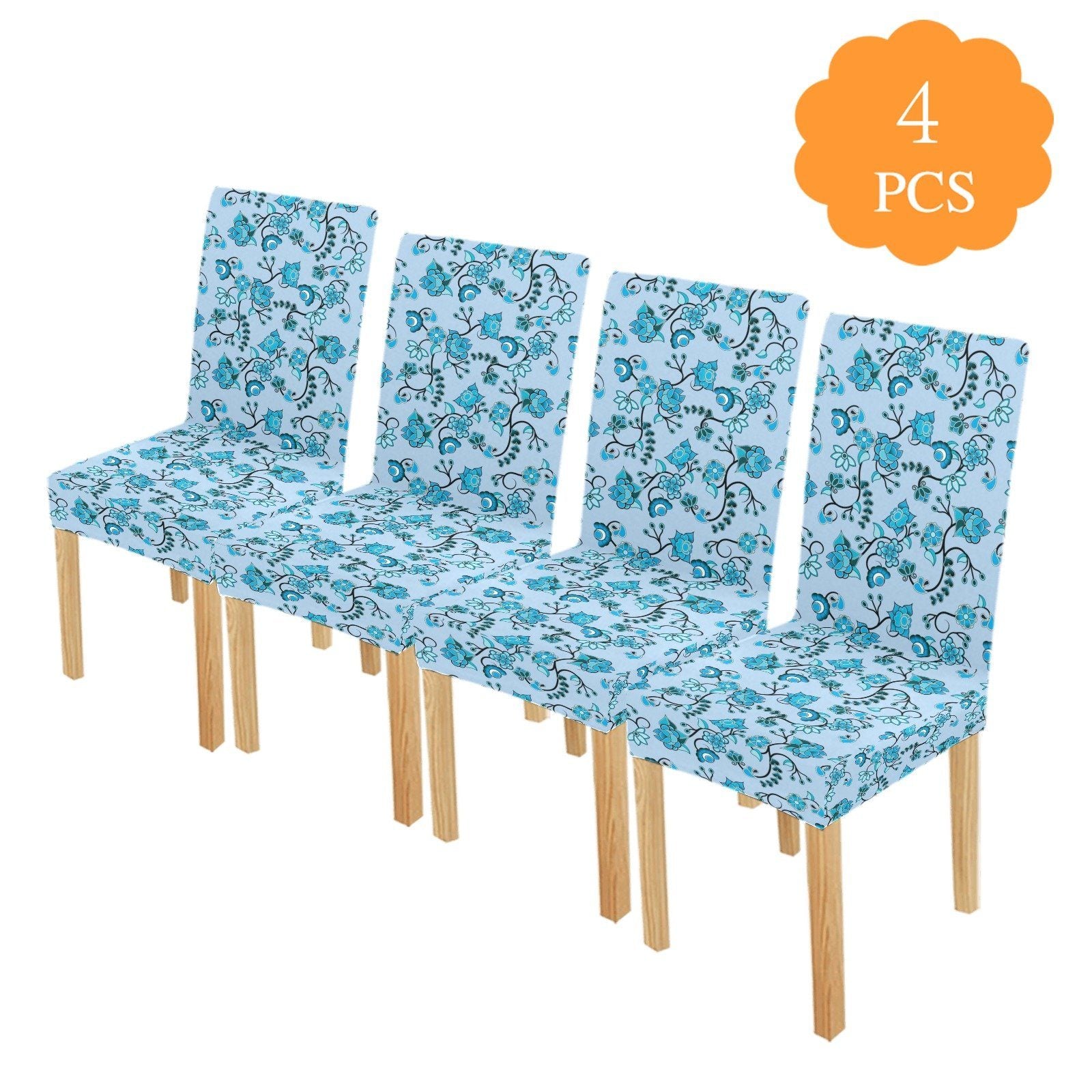 Blue Floral Amour Chair Cover (Pack of 4) Chair Cover (Pack of 4) e-joyer 