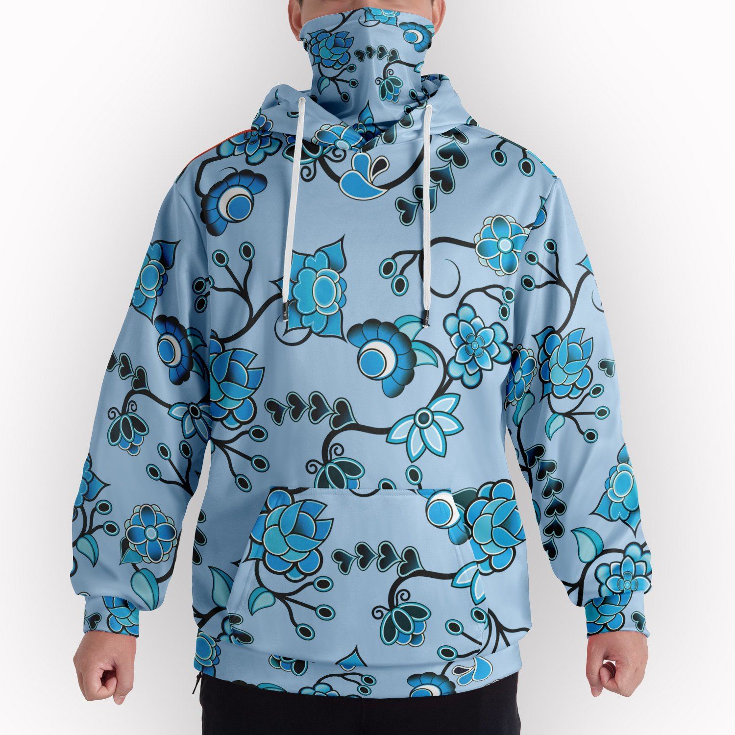 Blue Floral Amour Hoodie with Face Cover 49 Dzine 