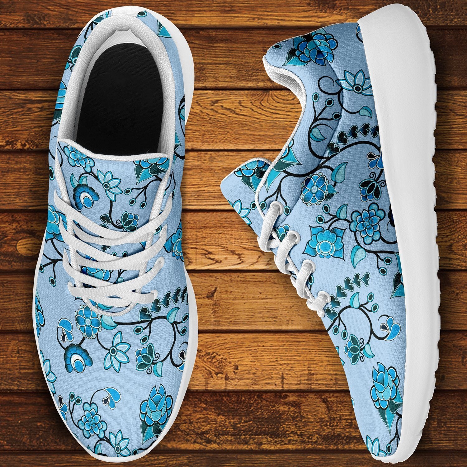 Blue Floral Amour Ikkaayi Sport Sneakers ikkaayi Herman 