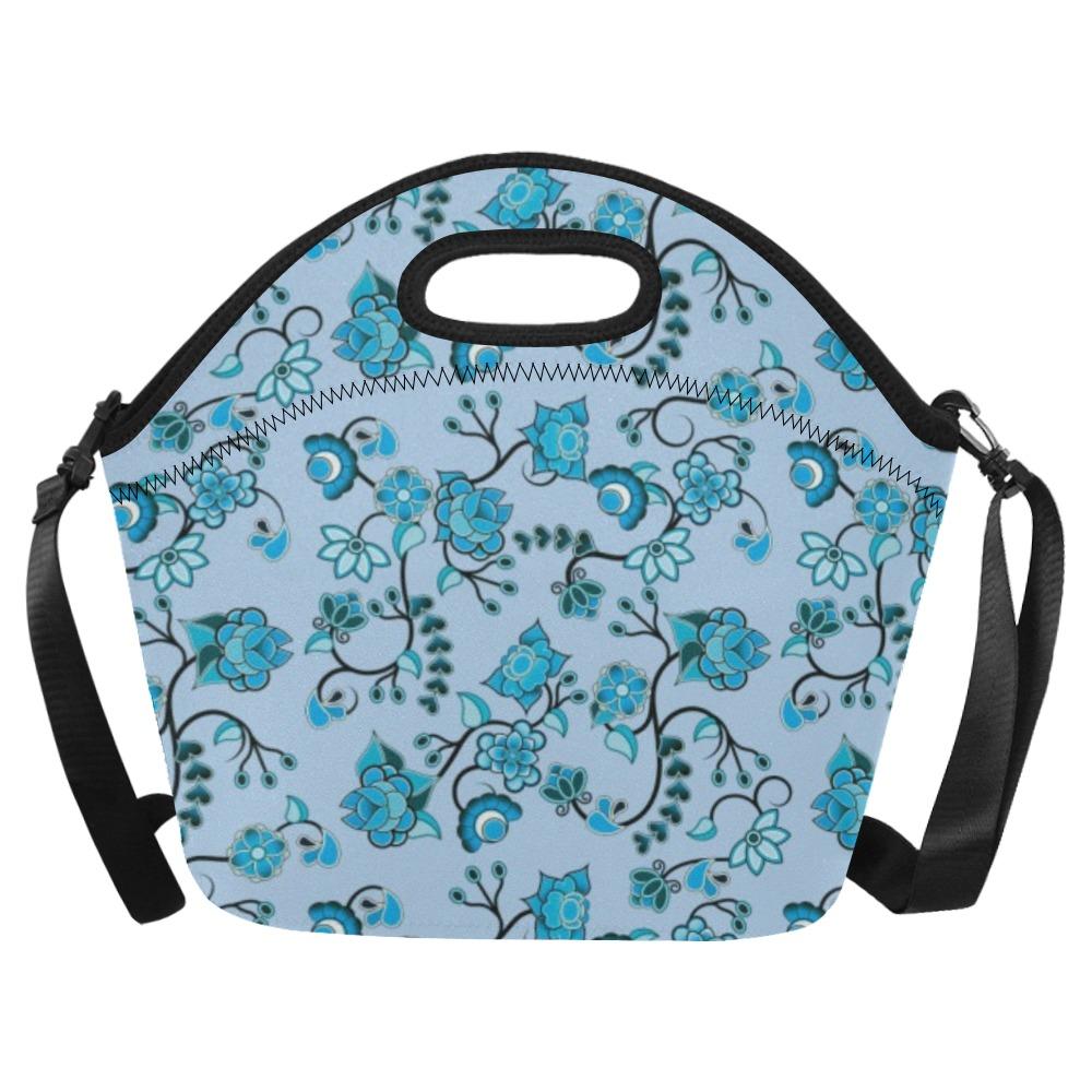 Blue Floral Amour Neoprene Lunch Bag/Large (Model 1669) bag e-joyer 