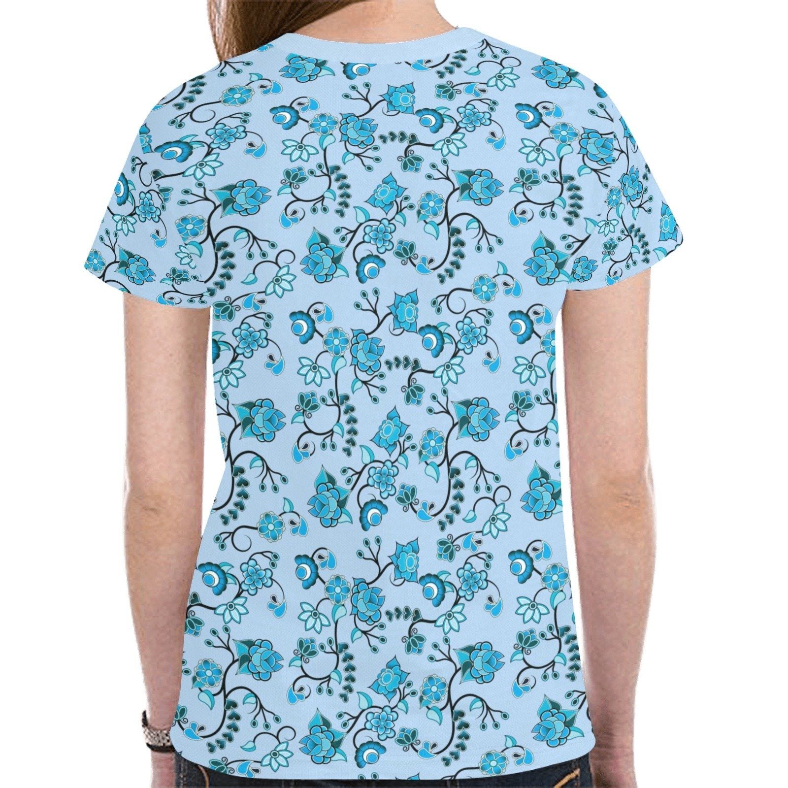 Blue Floral Amour New All Over Print T-shirt for Women (Model T45) tshirt e-joyer 