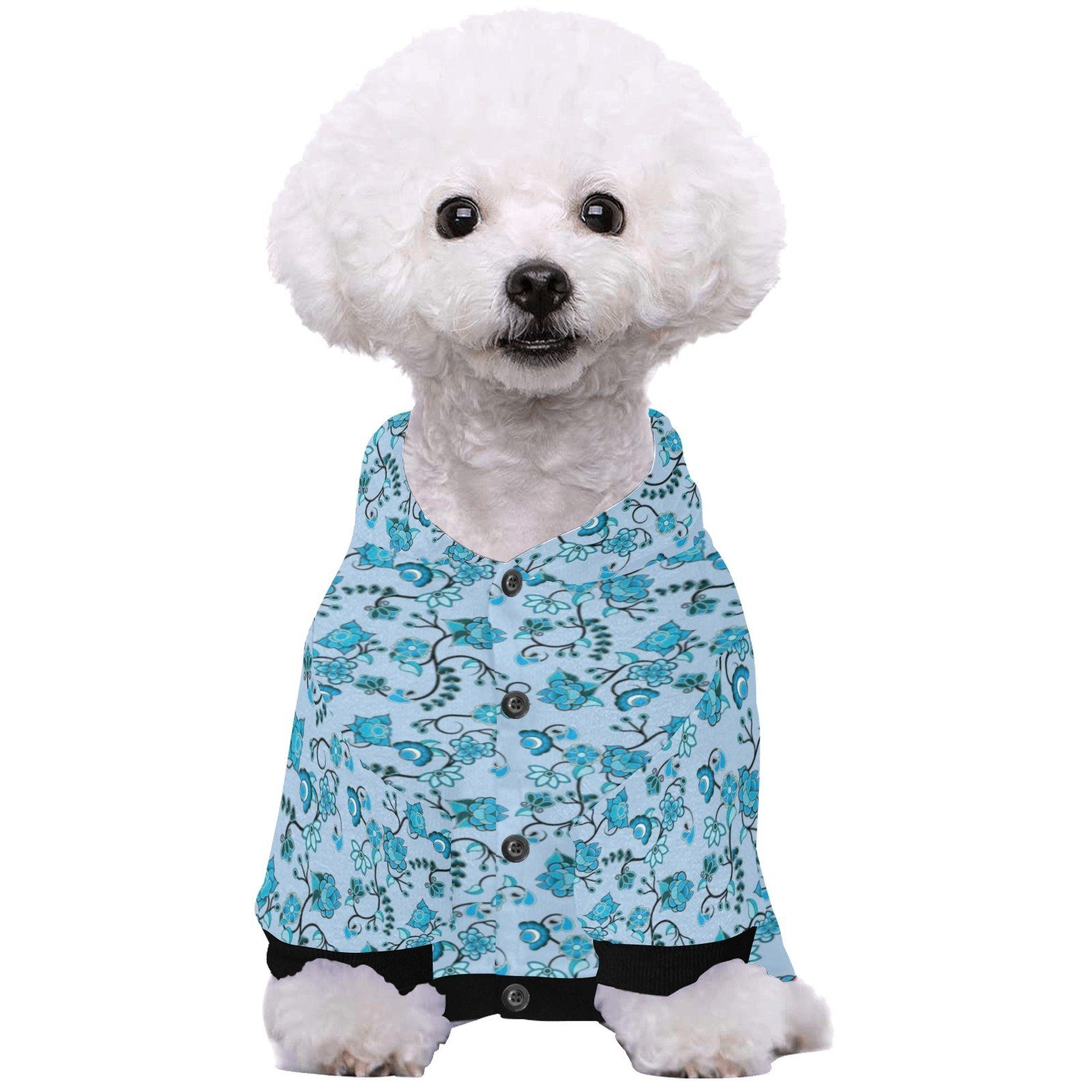 Blue Floral Amour Pet Dog Hoodie Pet Dog Hoodie e-joyer 