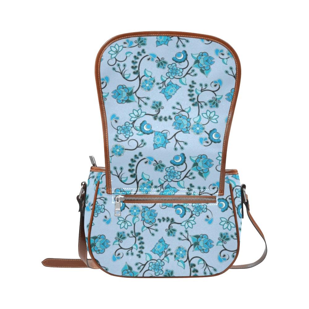 Blue Floral Amour Saddle Bag/Large (Model 1649) bag e-joyer 
