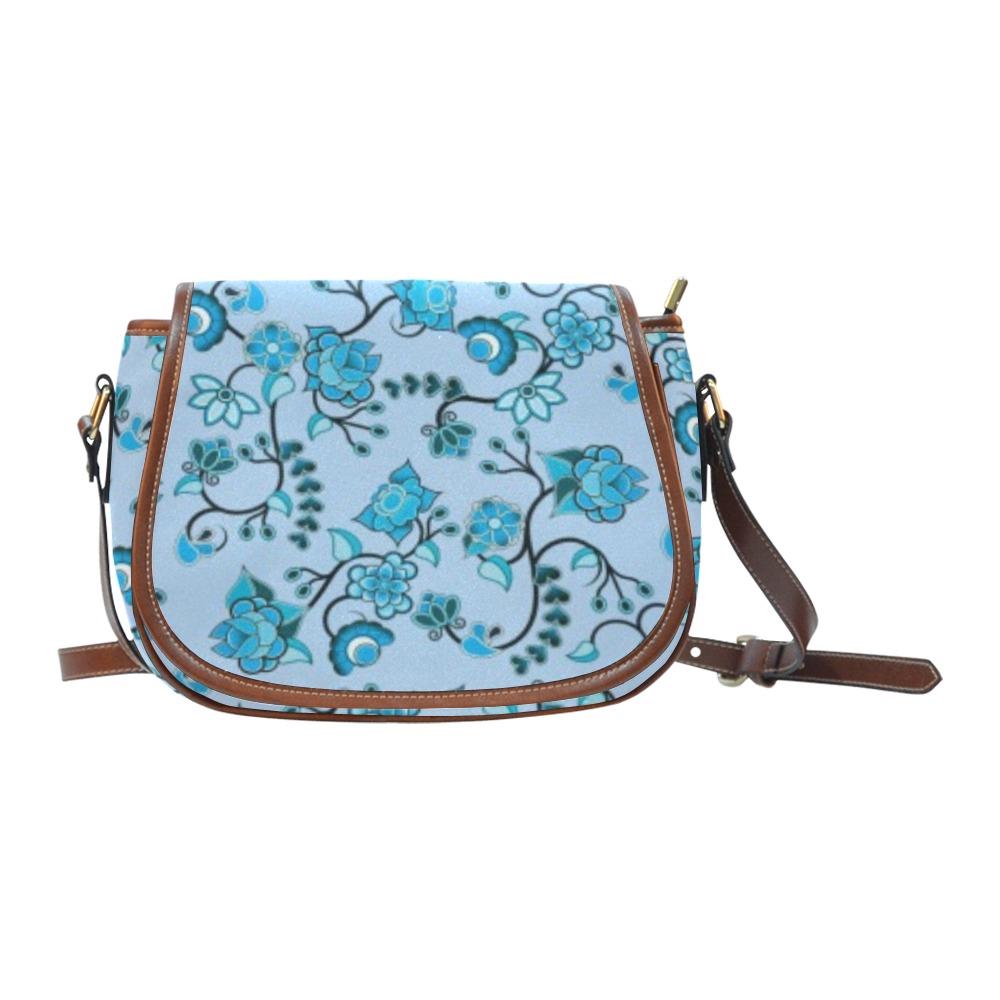 Blue Floral Amour Saddle Bag/Small (Model 1649) Full Customization bag e-joyer 