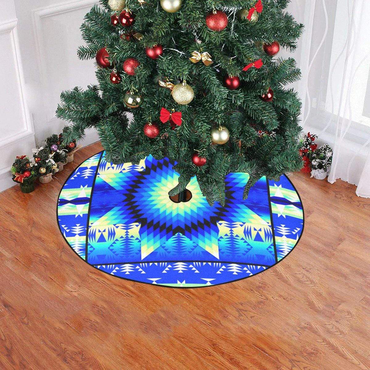 Blue Ridge Star Quilt Christmas Tree Skirt 47" x 47" Christmas Tree Skirt e-joyer 