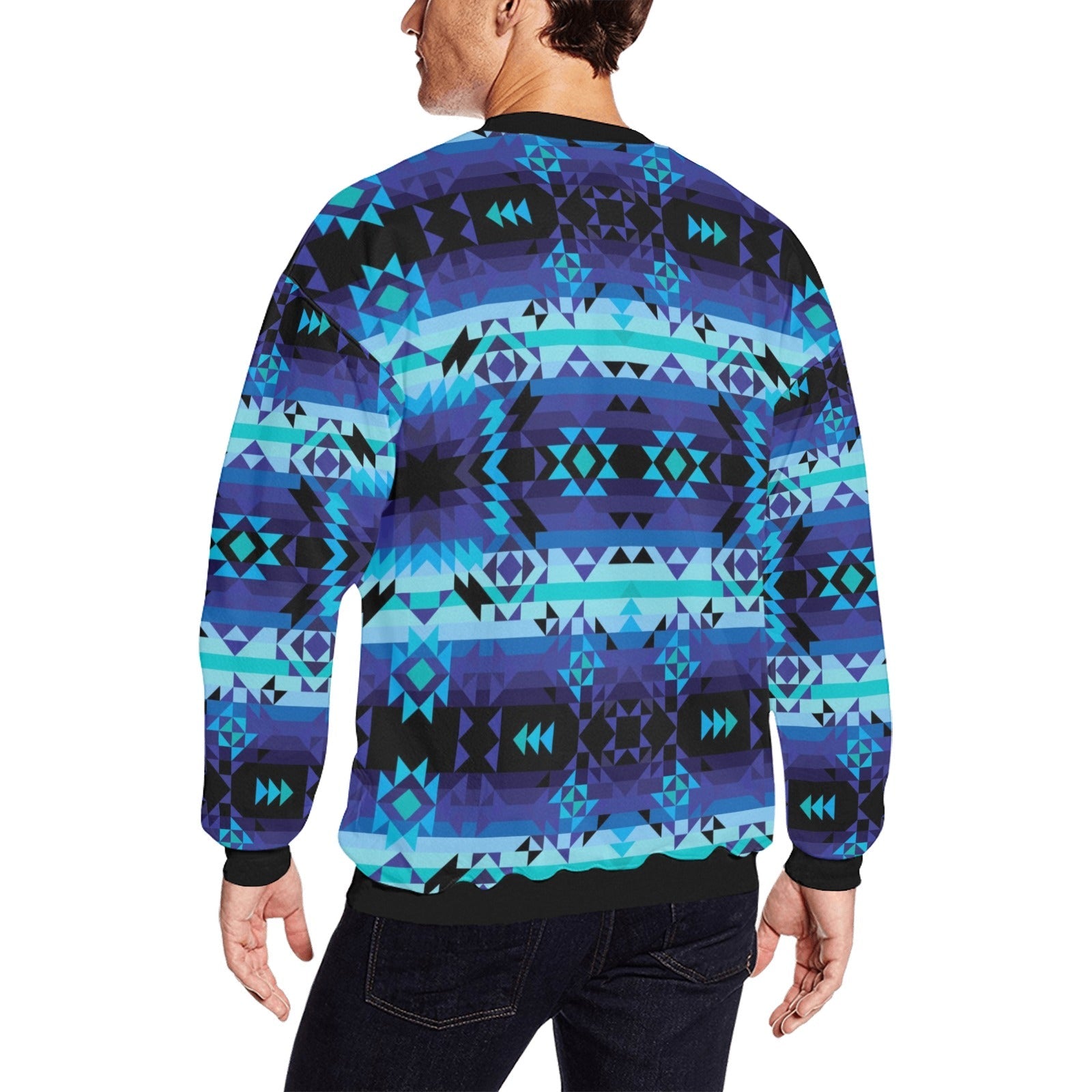 Blue Star All Over Print Crewneck Sweatshirt for Men (Model H18) shirt e-joyer 