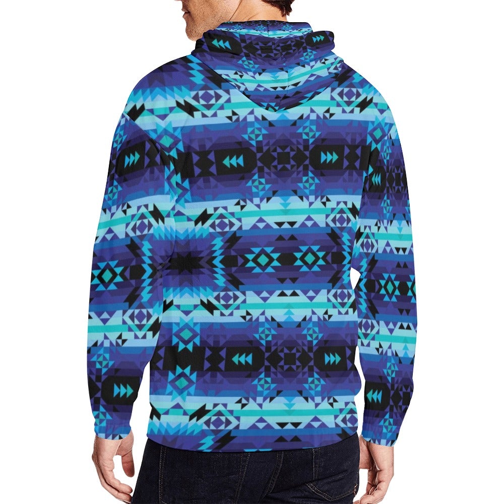 Blue Star All Over Print Full Zip Hoodie for Men (Model H14) hoodie e-joyer 