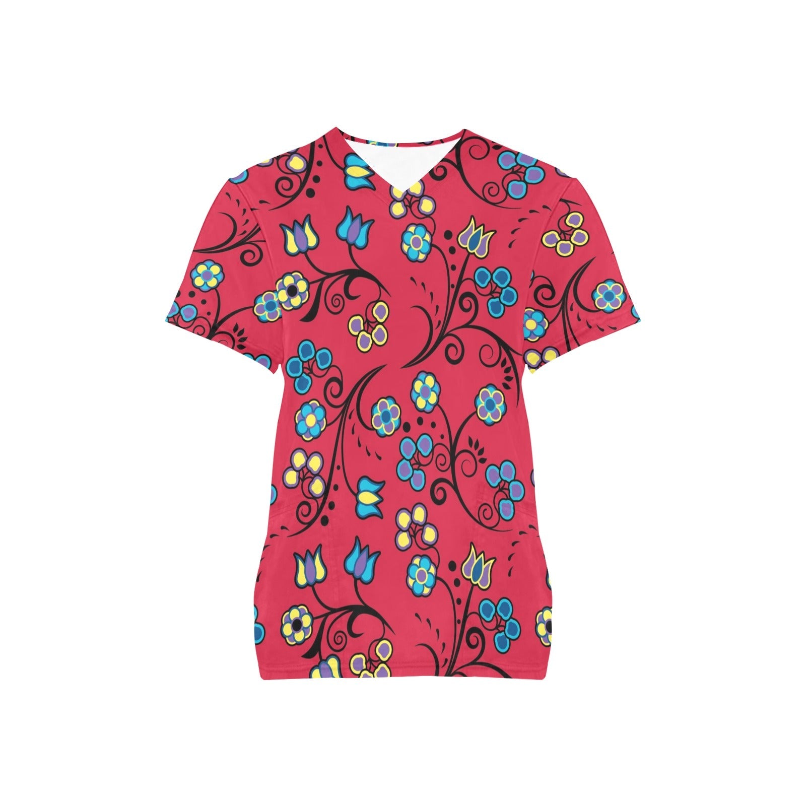 Blue Trio Cardinal All Over Print Scrub Top Scrub Top e-joyer 