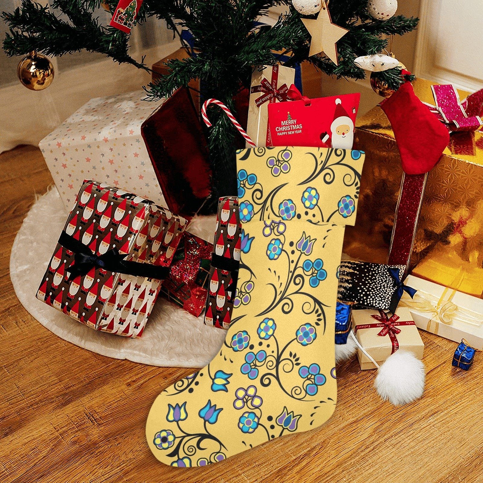 Blue Trio Tuscan Christmas Stocking holiday stocking e-joyer 