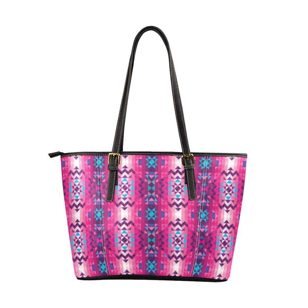 Bright Wave Leather Tote Bag/Large (Model 1640) Leather Tote Bag (1640) e-joyer 