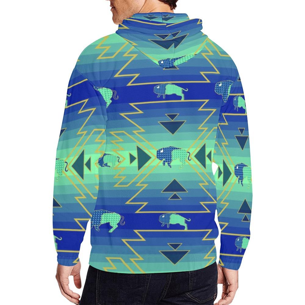 Buffalo Run All Over Print Full Zip Hoodie for Men (Model H14) hoodie e-joyer 