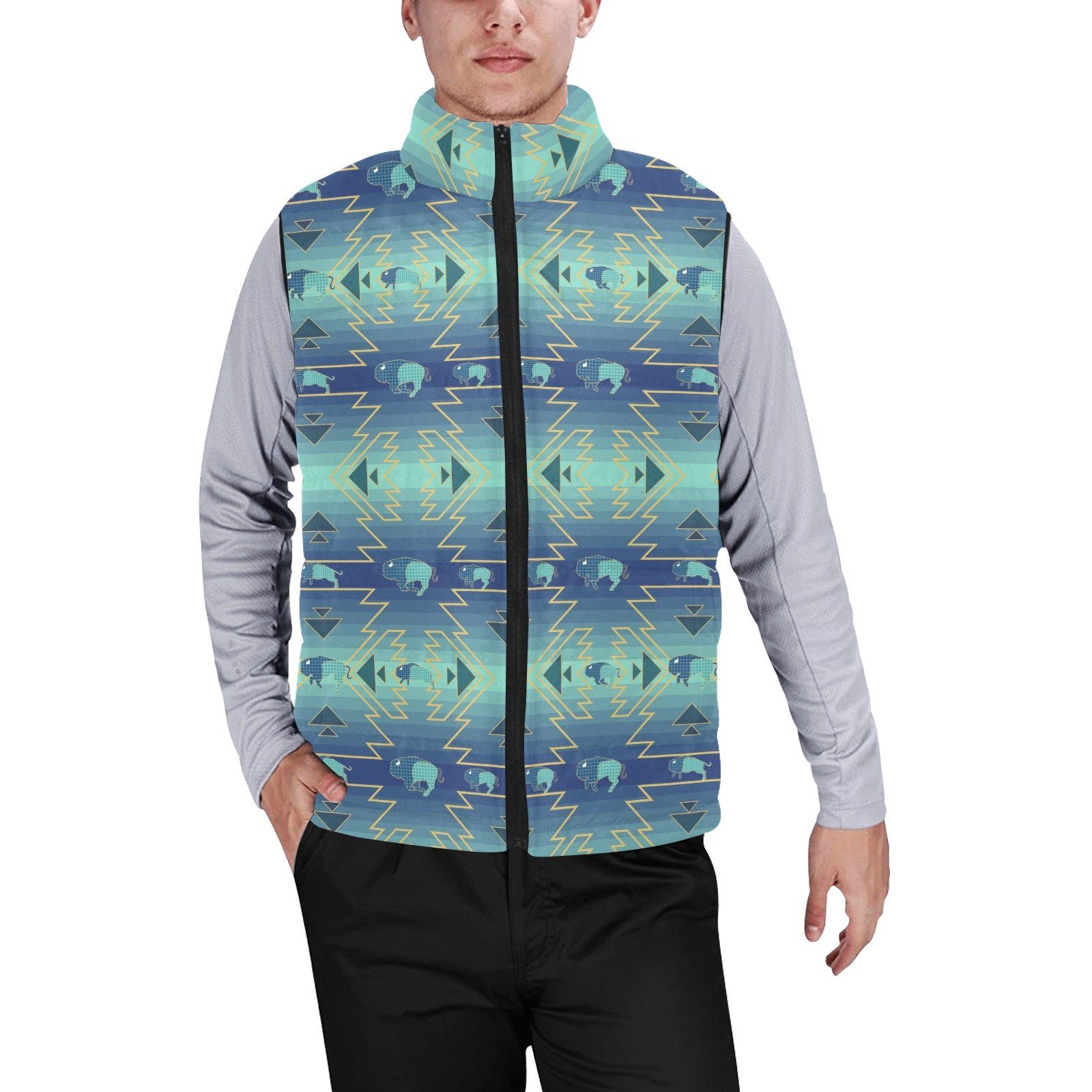 Buffalo Run Men's Padded Vest Jacket (Model H44) Men's Padded Vest Jacket (H44) e-joyer 