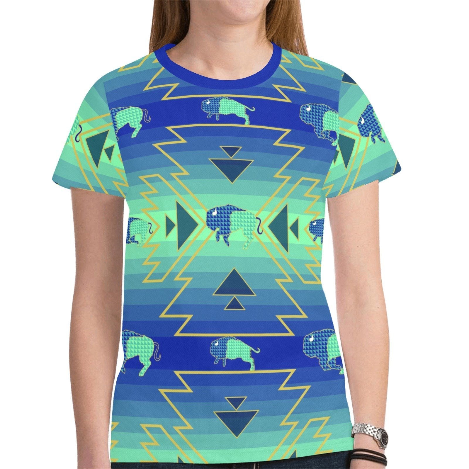 Buffalo Run New All Over Print T-shirt for Women (Model T45) tshirt e-joyer 