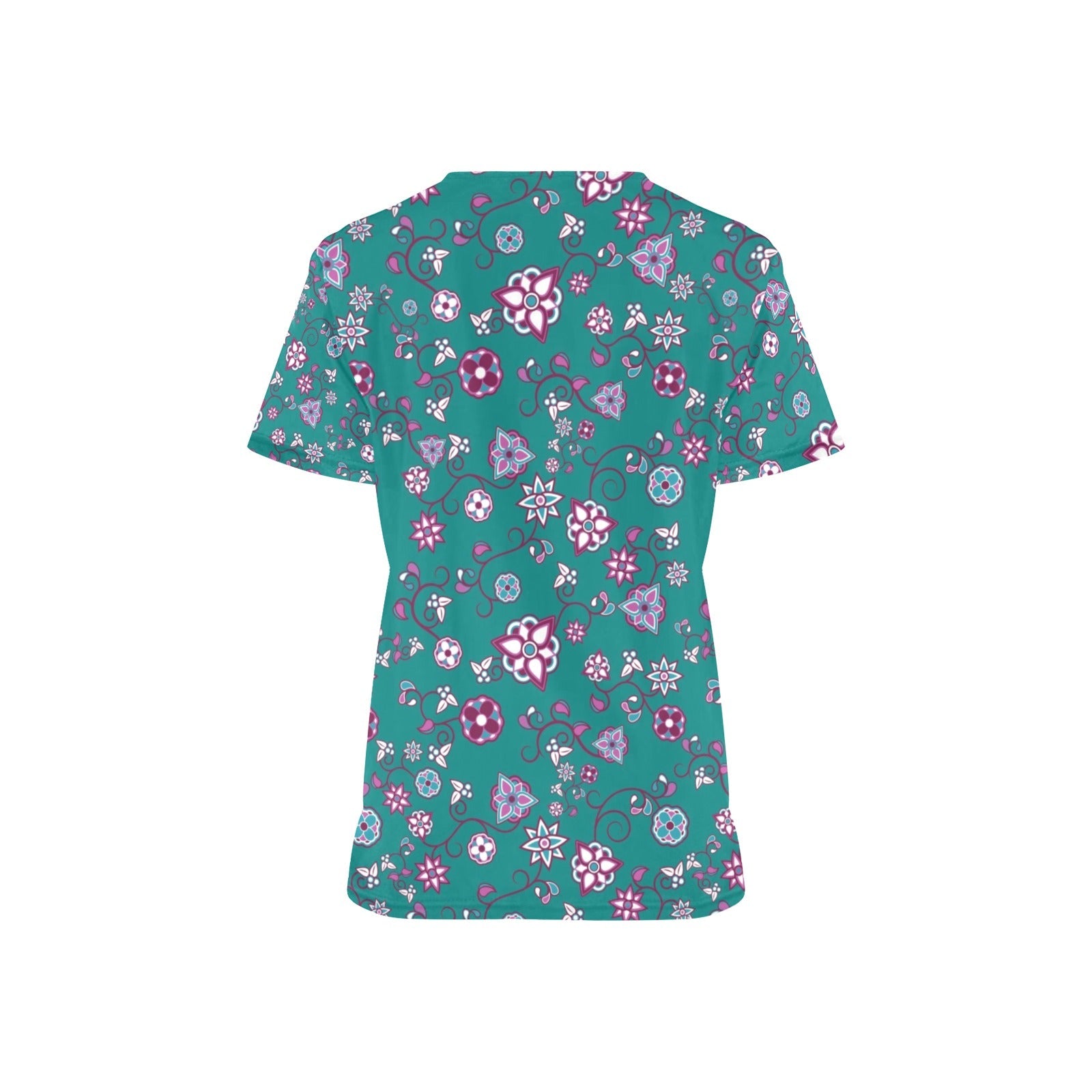 Burgundy Bloom All Over Print Scrub Top Scrub Top e-joyer 