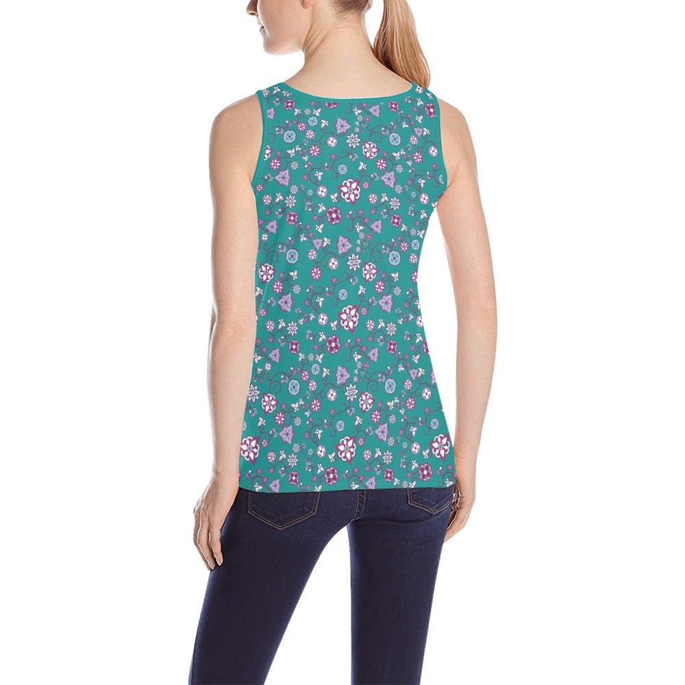 Burgundy Bloom All Over Print Tank Top for Women (Model T43) All Over Print Tank Top for Women (T43) e-joyer 
