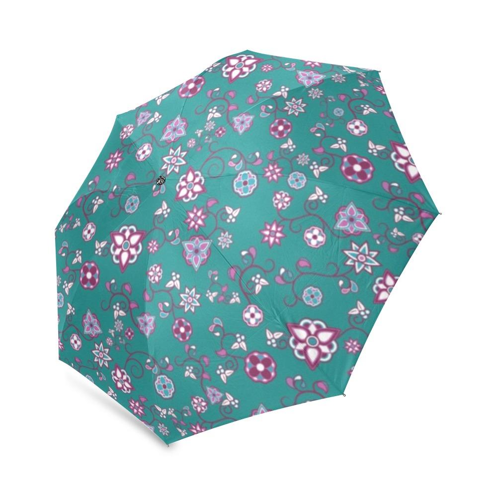 Burgundy Bloom Foldable Umbrella (Model U01) Foldable Umbrella e-joyer 