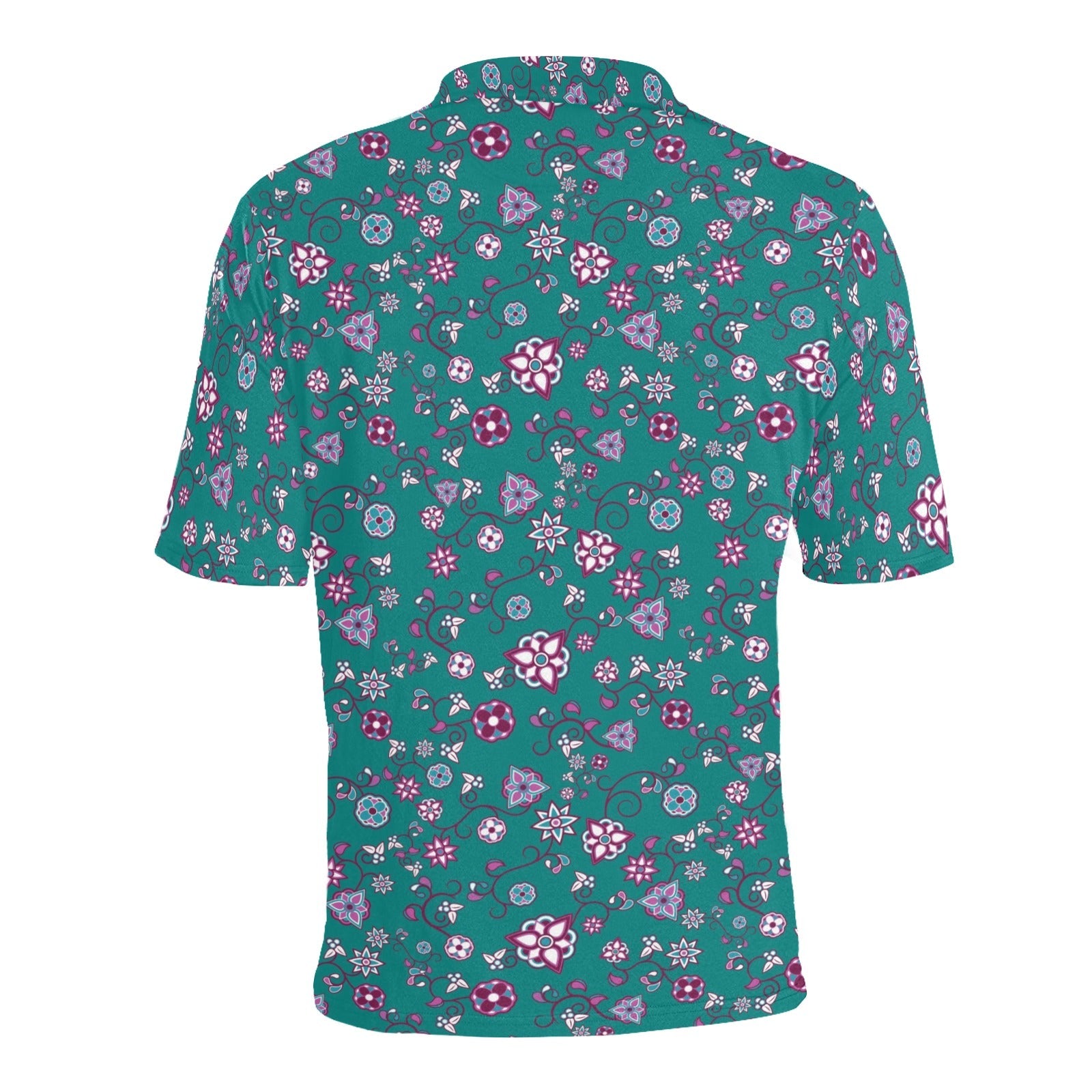 Burgundy Bloom Men's All Over Print Polo Shirt (Model T55) Men's Polo Shirt (Model T55) e-joyer 