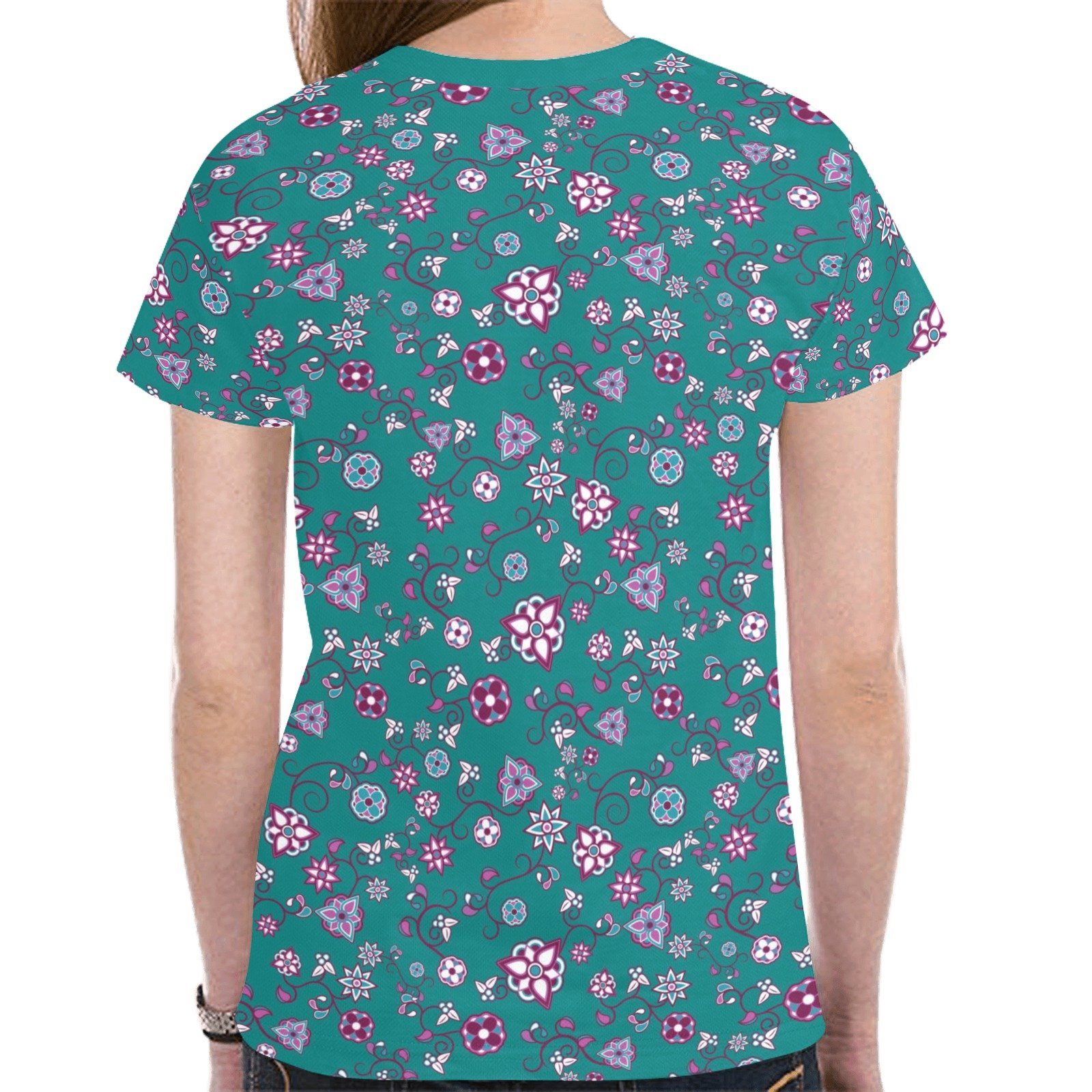 Burgundy Bloom New All Over Print T-shirt for Women (Model T45) tshirt e-joyer 