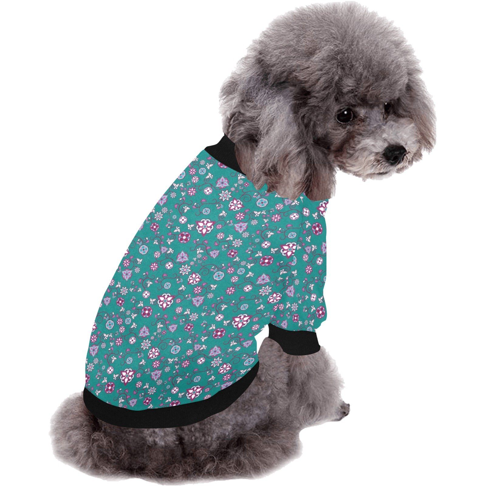 Burgundy Bloom Pet Dog Round Neck Shirt Pet Dog Round Neck Shirt e-joyer 