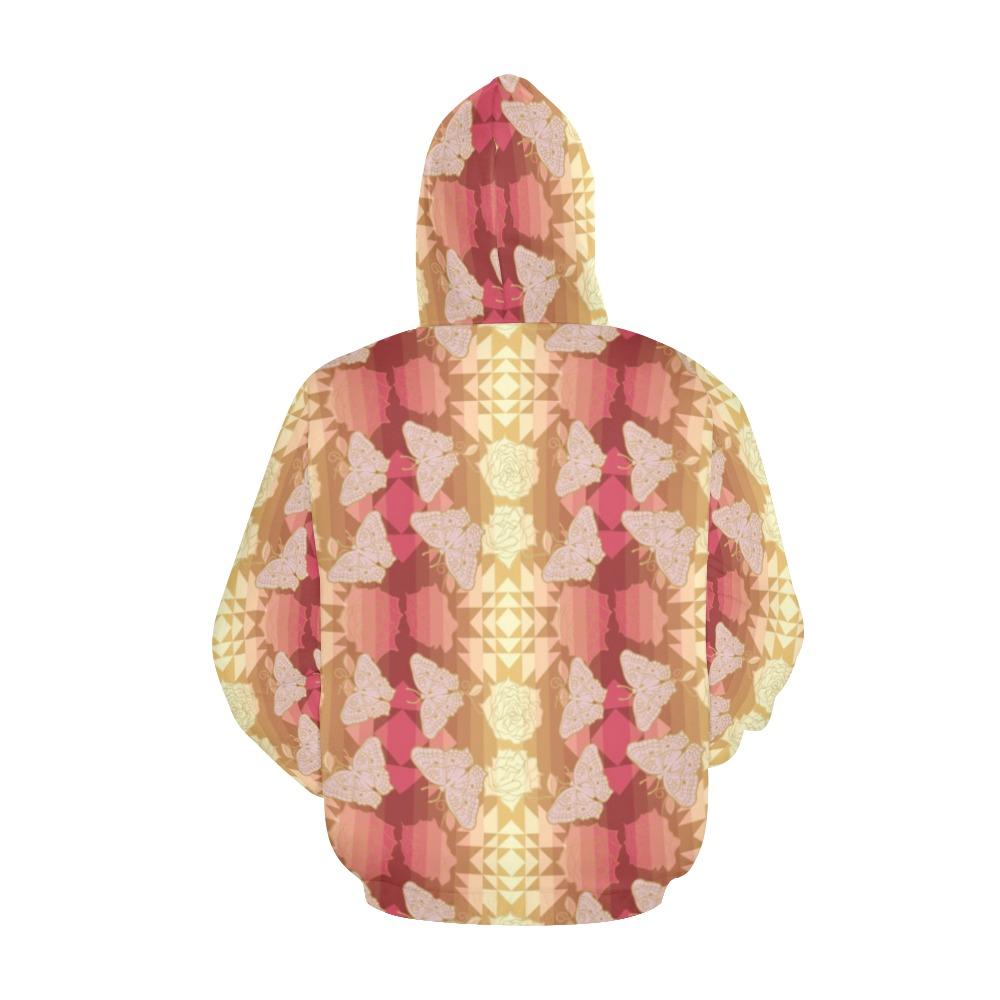 Butterfly and Roses on Geometric All Over Print Hoodie for Women (USA Size) (Model H13) All Over Print Hoodie for Women (H13) e-joyer 