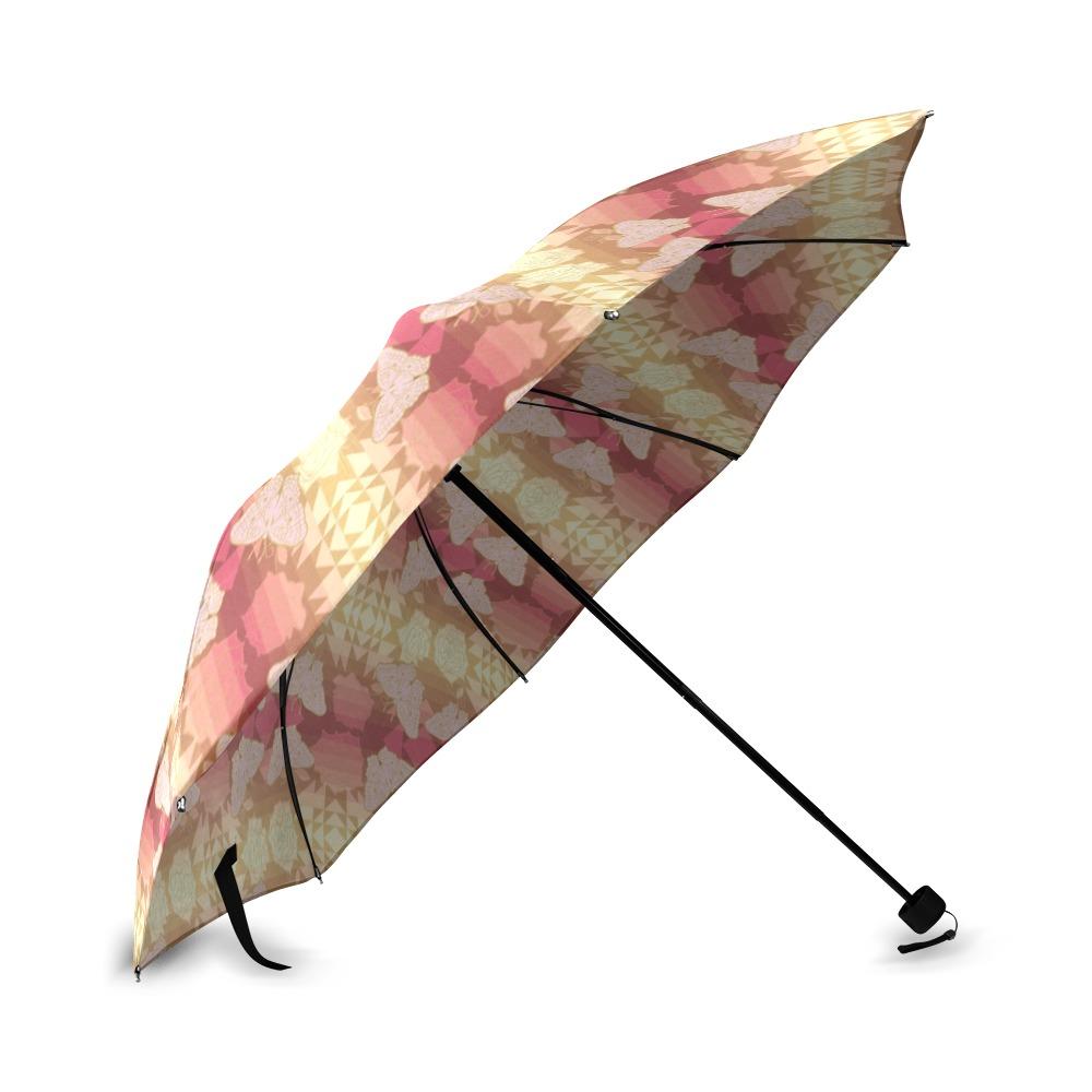 Butterfly and Roses on Geometric Foldable Umbrella (Model U01) Foldable Umbrella e-joyer 