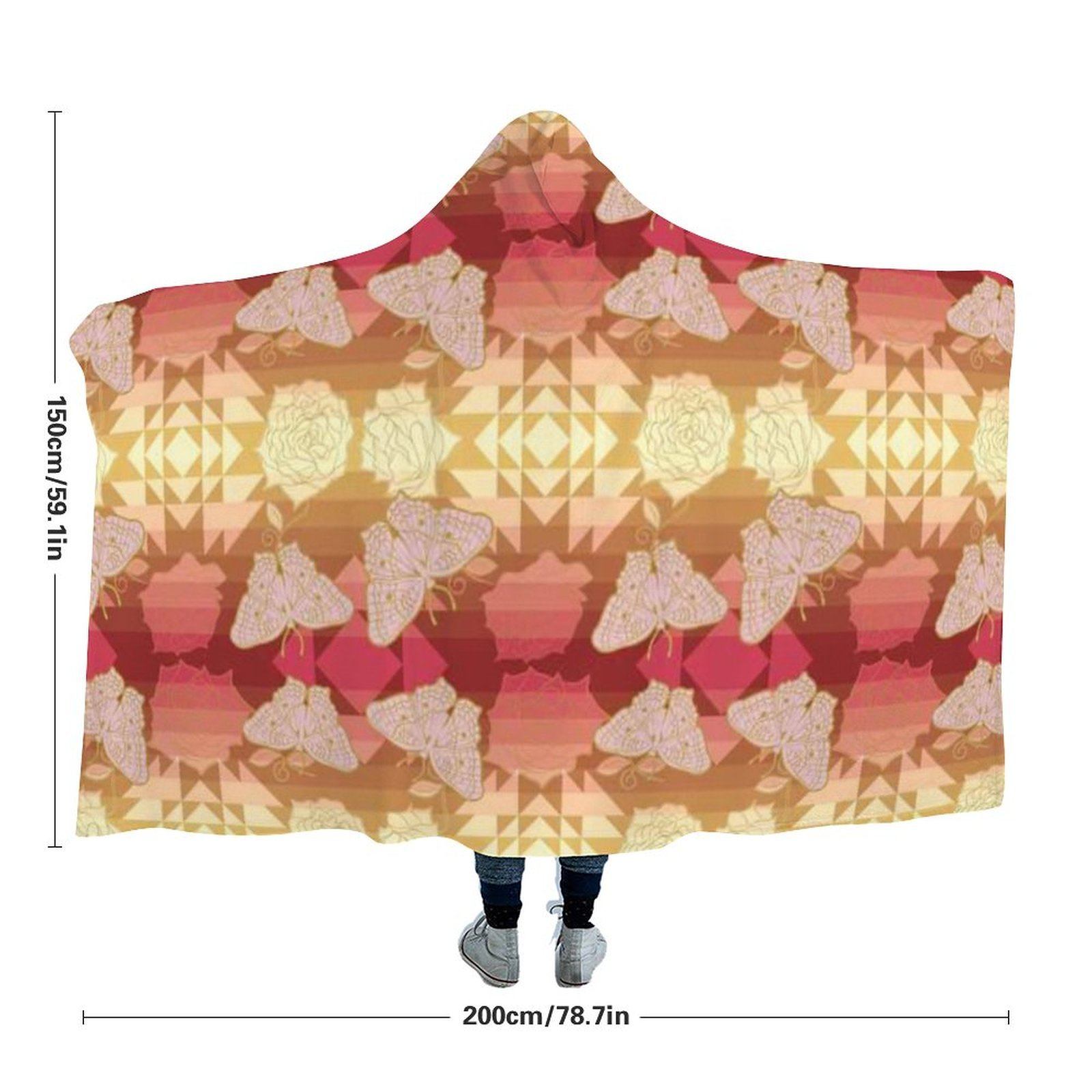 Butterfly and Roses on Geometric Hooded Blanket 49 Dzine 