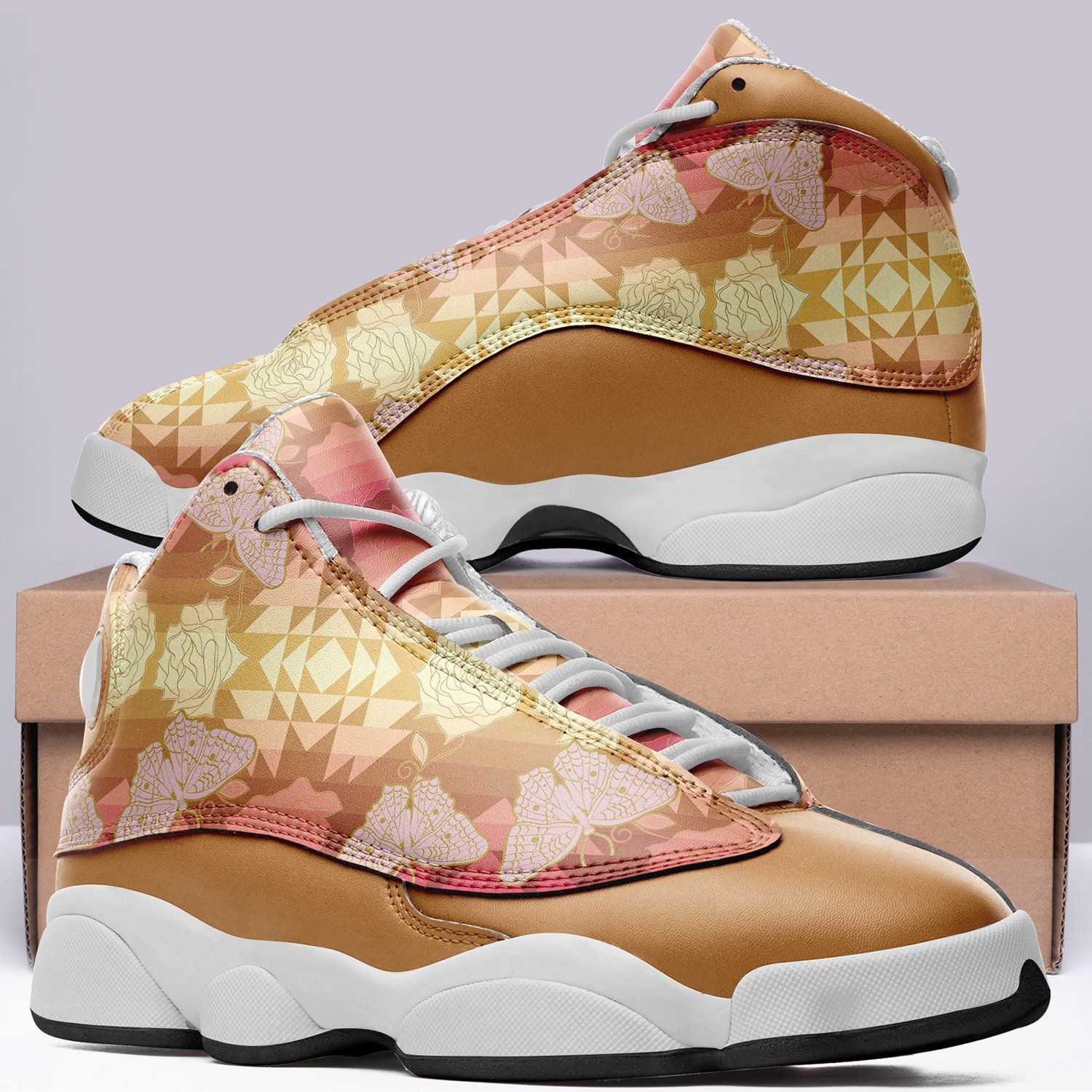 Butterfly and Roses on Geometric Isstsokini Athletic Shoes Herman 