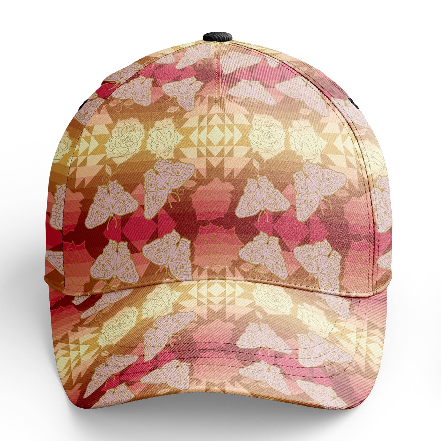 Butterfly and Roses on Geometric Snapback Hat hat Herman 