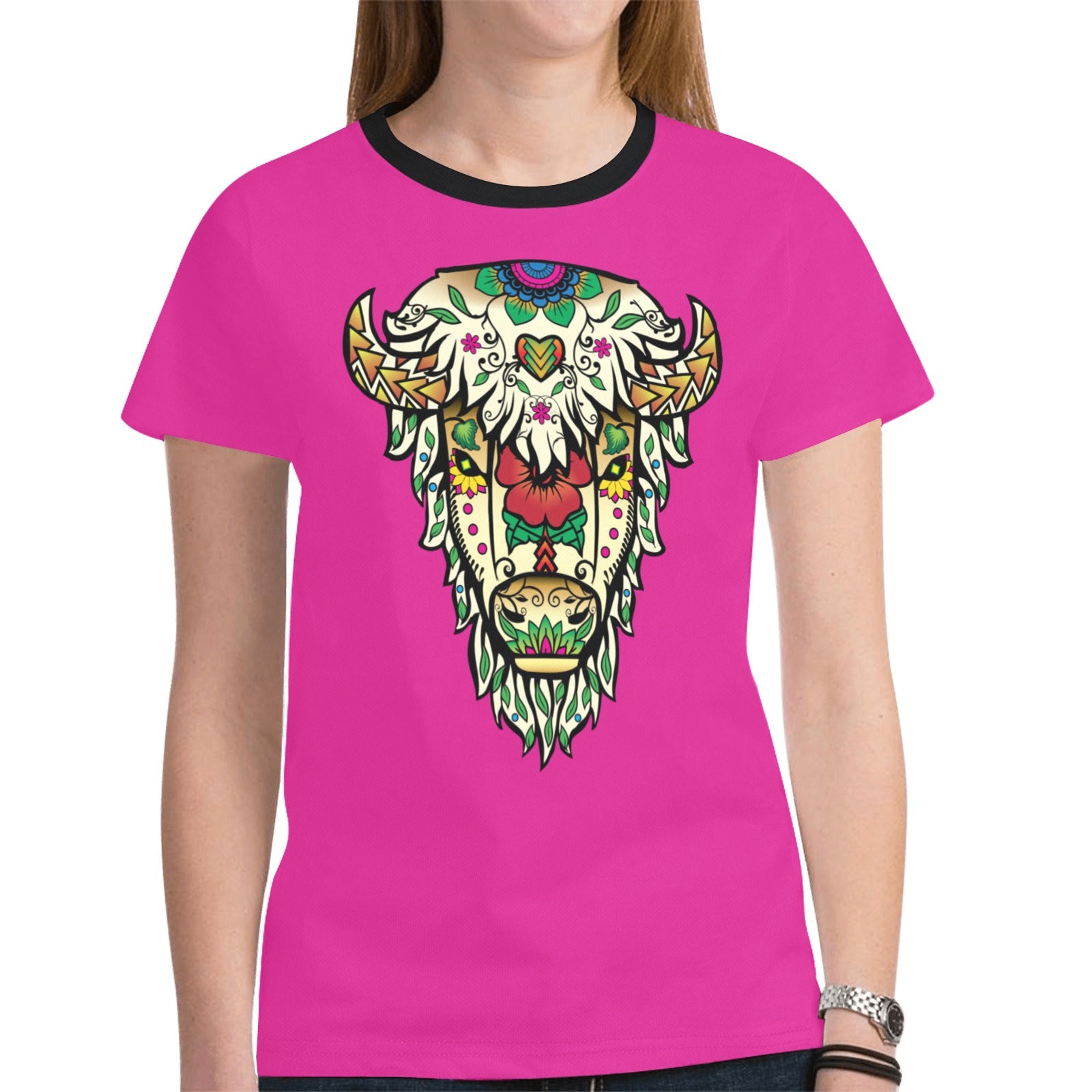 Buffalo Spirit Guide (Pink) T-shirt for Women