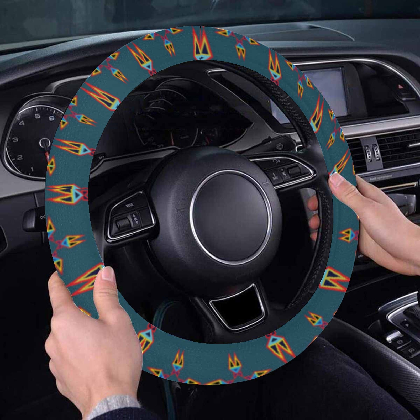 Four Directions Lodges Ocean Steering Wheel Cover with Elastic Edge