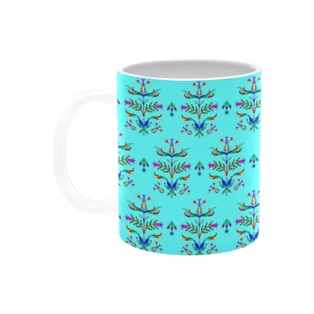 Dakota Damask Turquoise White Mug(11OZ)