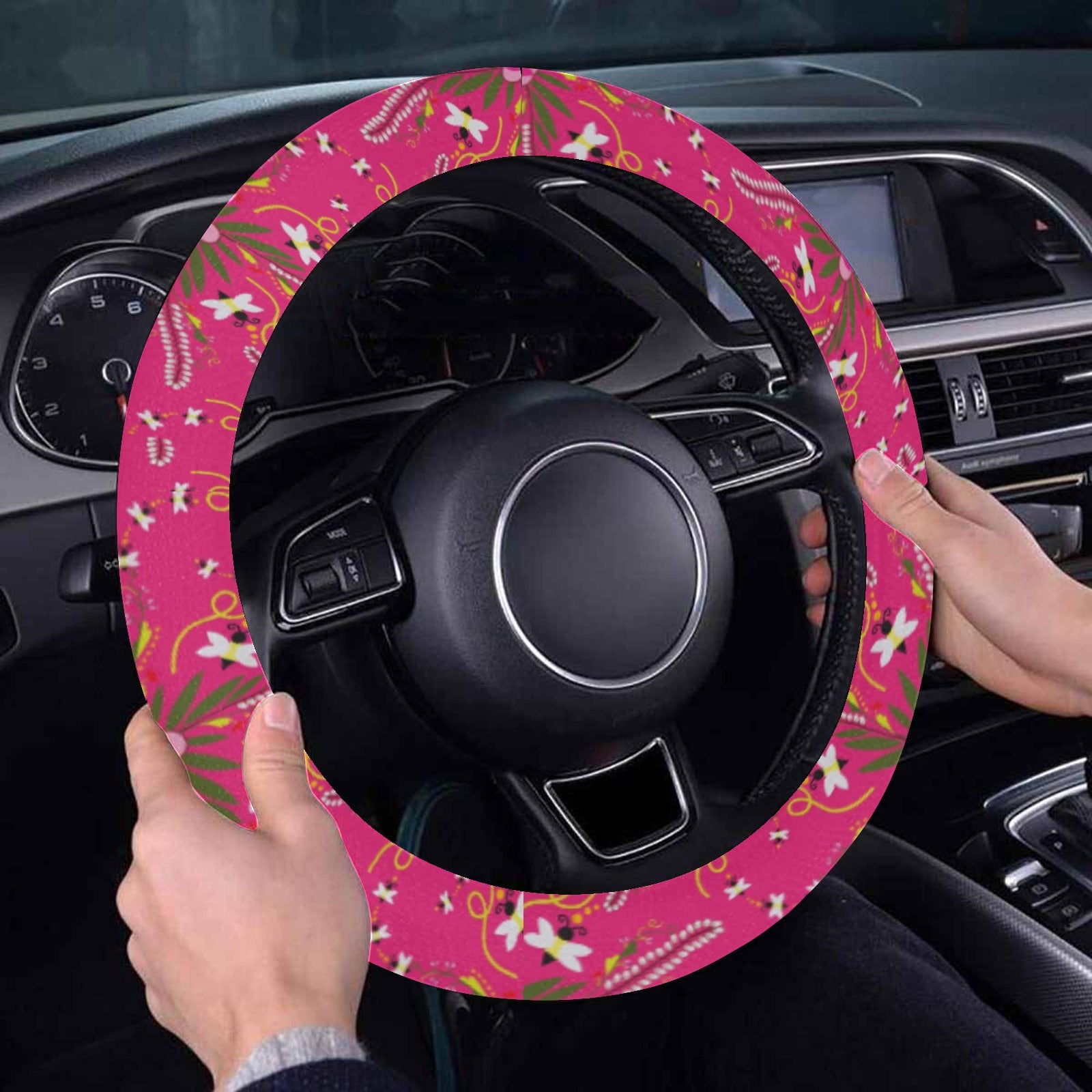 Willow Bee Bubblegum Steering Wheel Cover with Elastic Edge