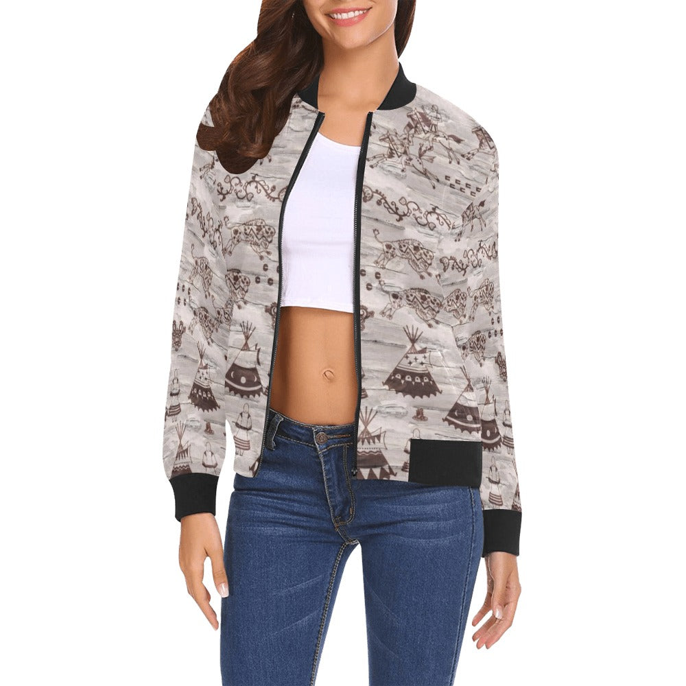 Heart of The Forest All Over Print Bomber Jacket for Women