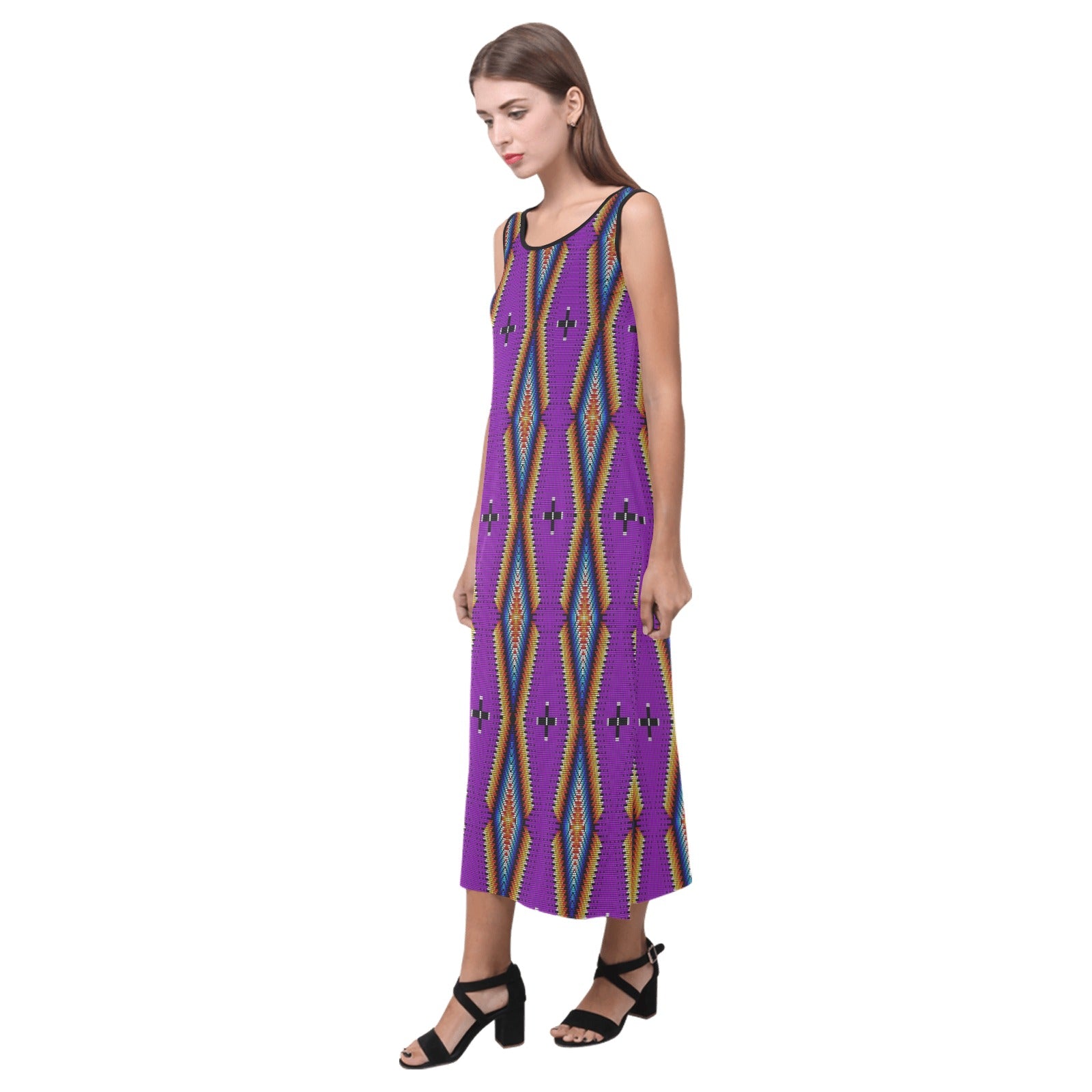 Diamond in the Bluff Purple Phaedra Sleeveless Open Fork Long Dress