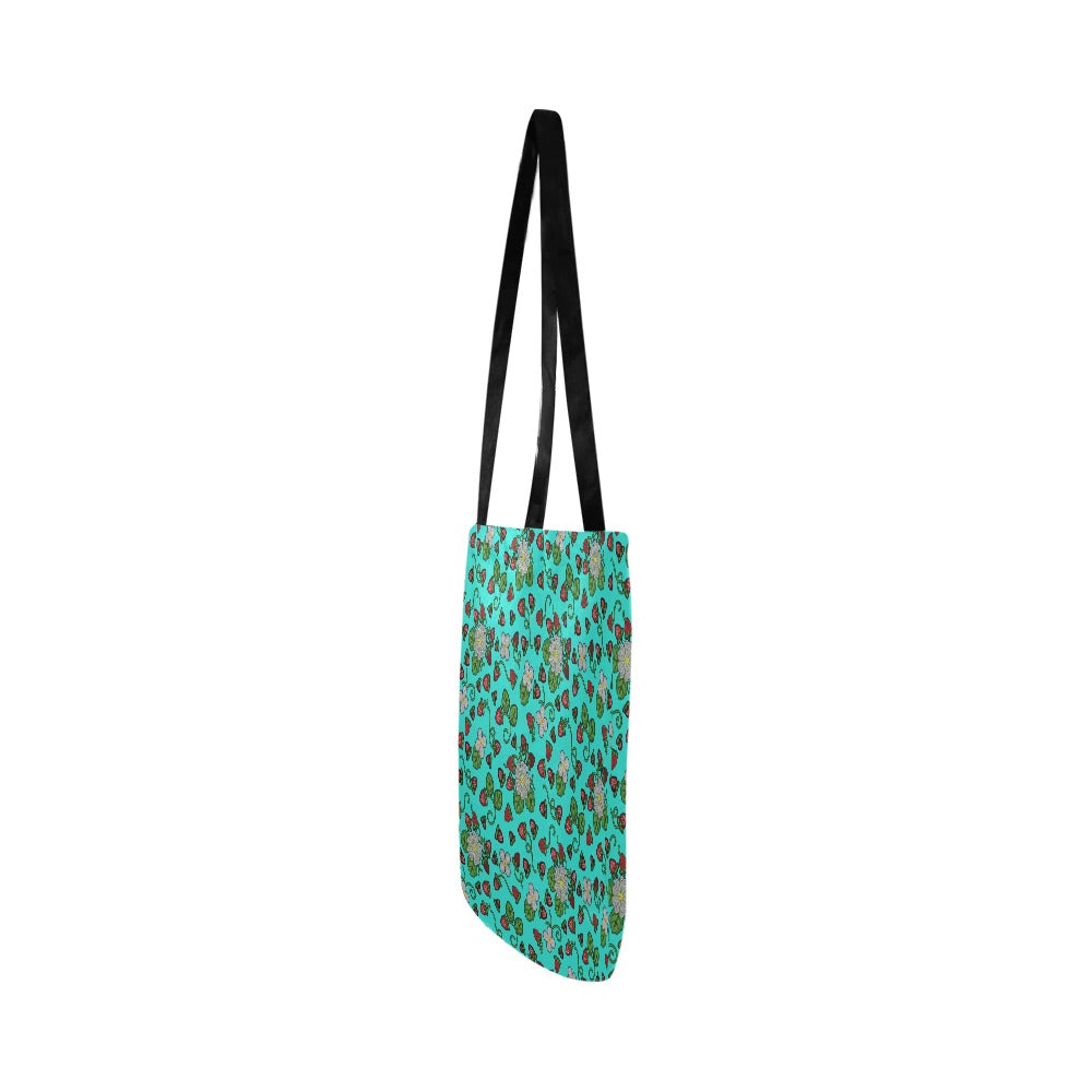 Strawberry Dreams Turquoise Reusable Shopping Bag (Two sides)