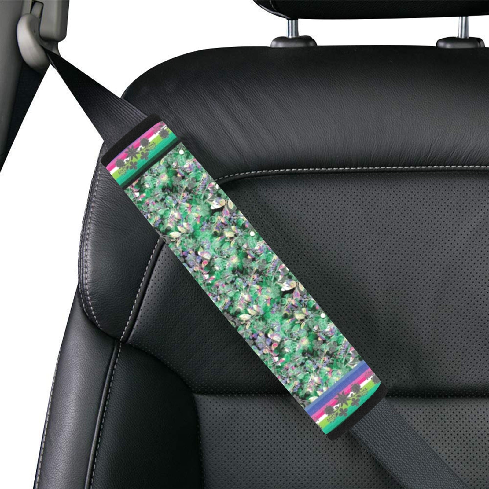Culture in Nature Green Car Seat Belt Cover 7''x12.6'' (Pack of 2)