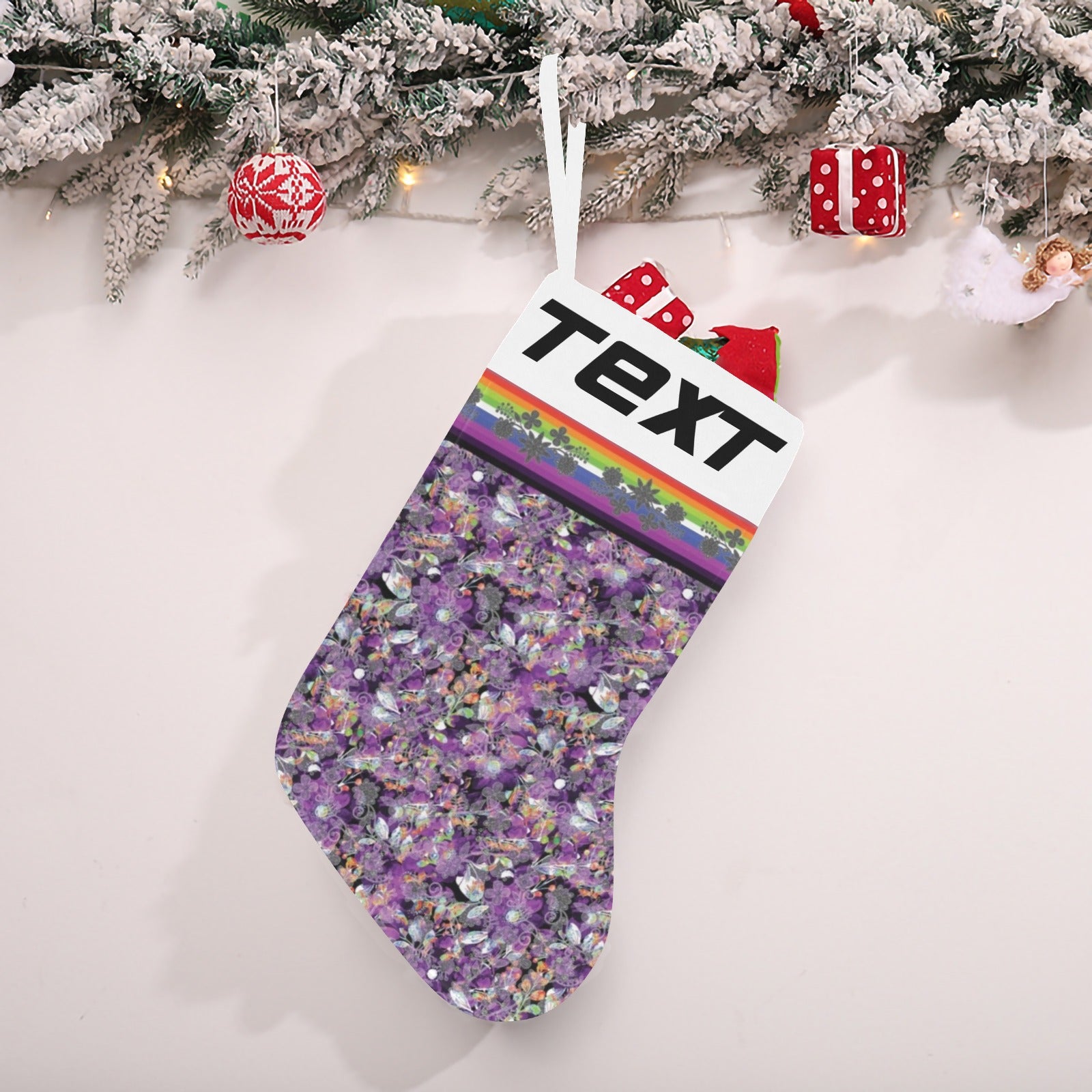 Culture in Nature Purple Christmas Stocking (Custom Text on The Top)