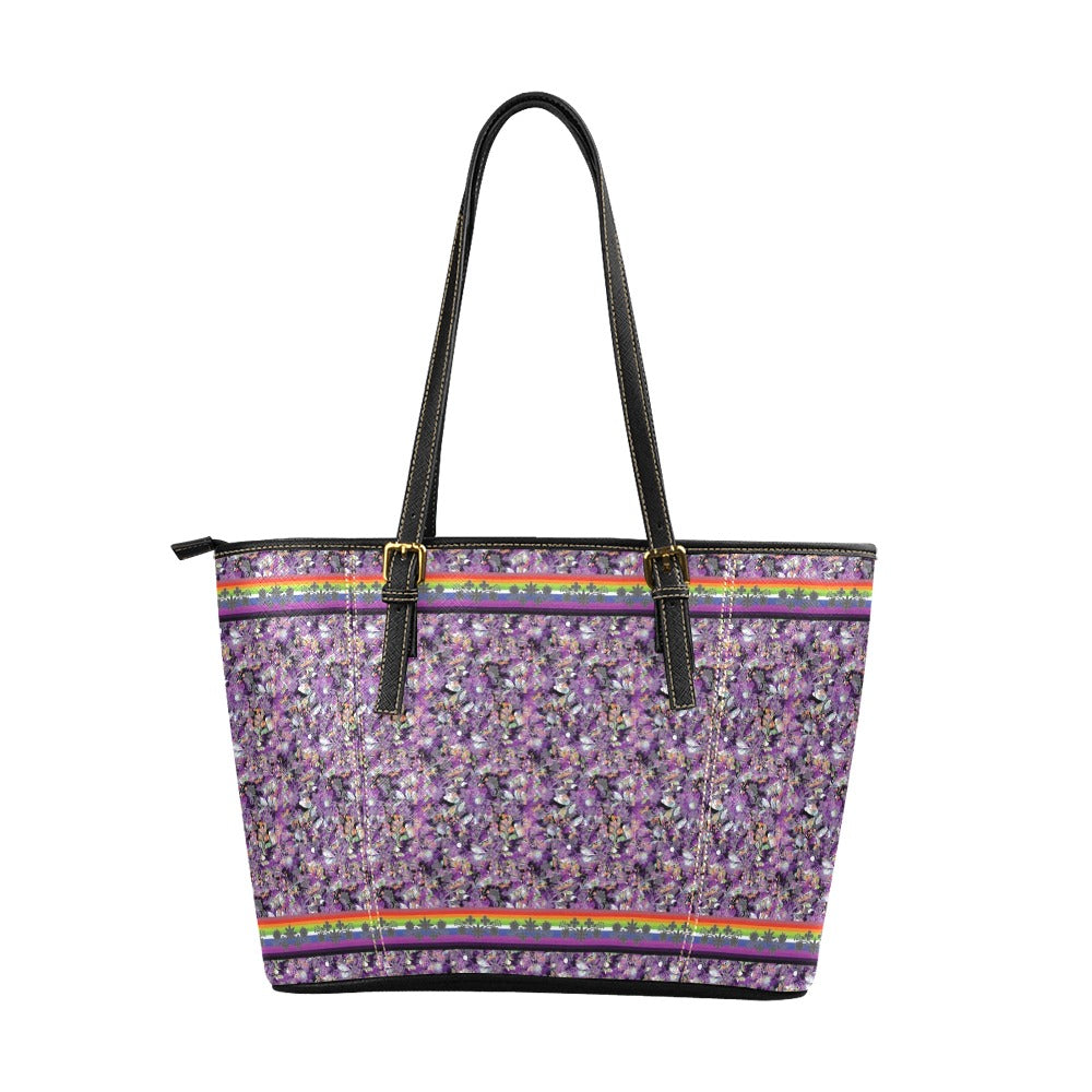 Culture in Nature Purple Leather Tote Bag/Large
