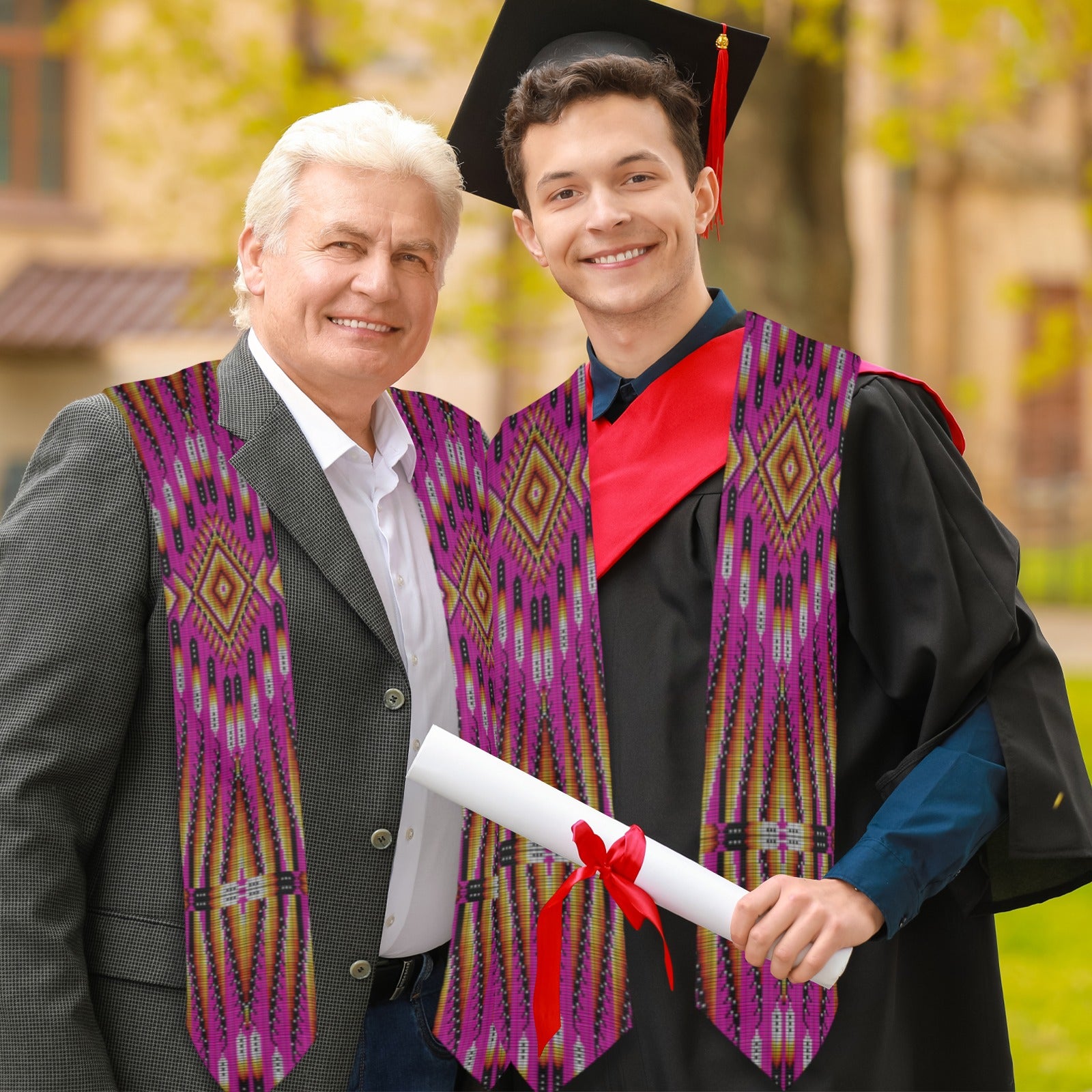 Fire Feather Pink Graduation Stole