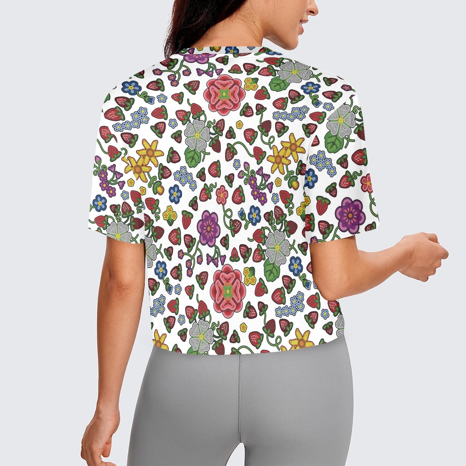 Berry Pop White Women's Cropped T-shirt