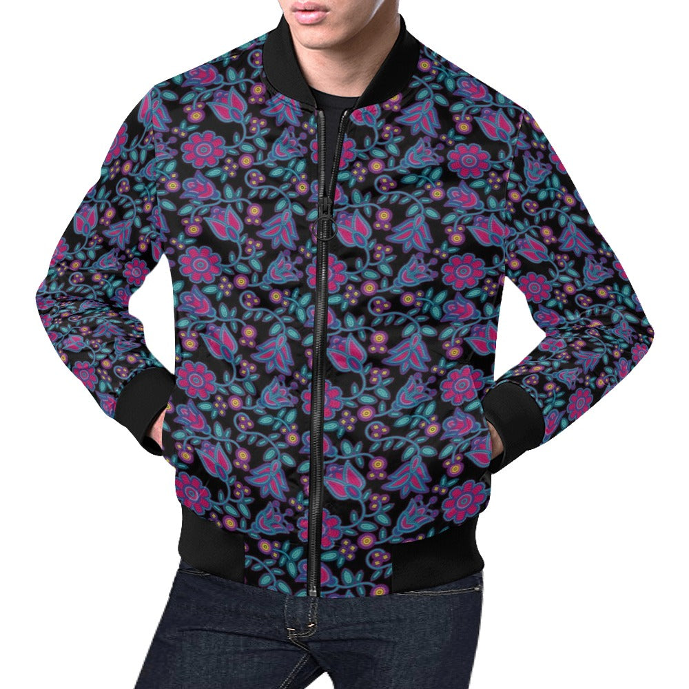 Beaded Nouveau Coal All Over Print Bomber Jacket for Men