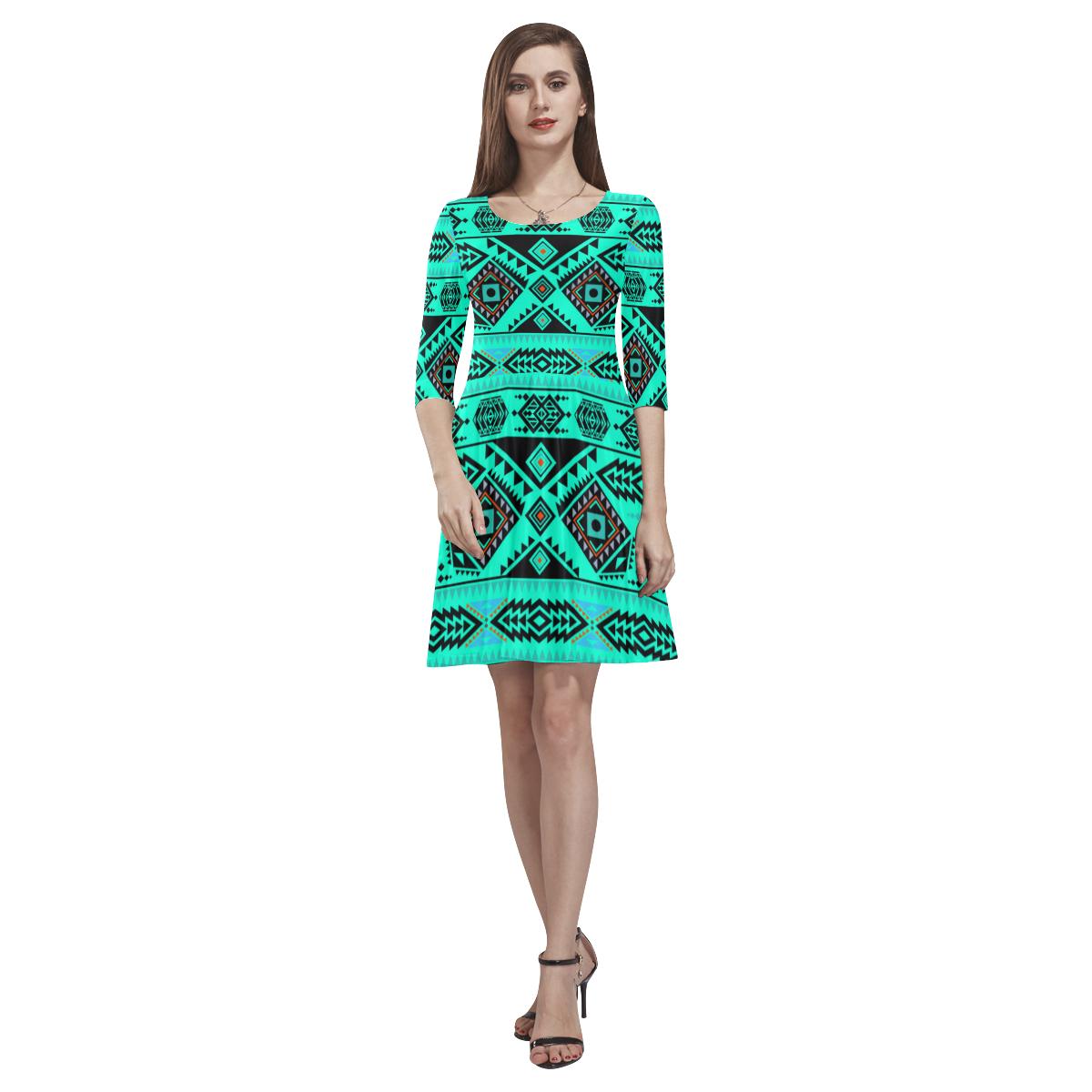 California Coast Big Seas Tethys Half-Sleeve Skater Dress(Model D20) Tethys Half-Sleeve Skater Dress (D20) e-joyer 