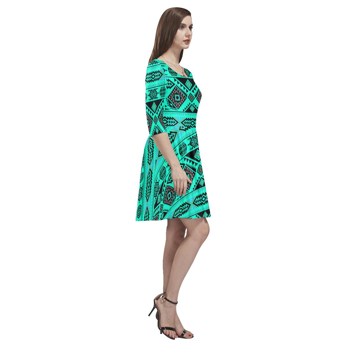 California Coast Big Seas Tethys Half-Sleeve Skater Dress(Model D20) Tethys Half-Sleeve Skater Dress (D20) e-joyer 